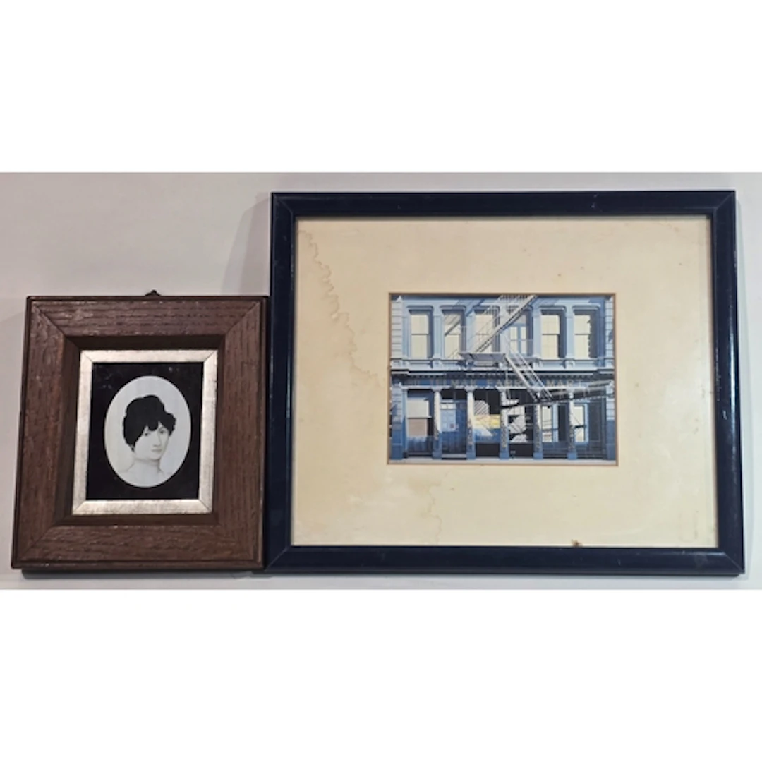 An antique oak framed portrait miniature of a lady possibly ...