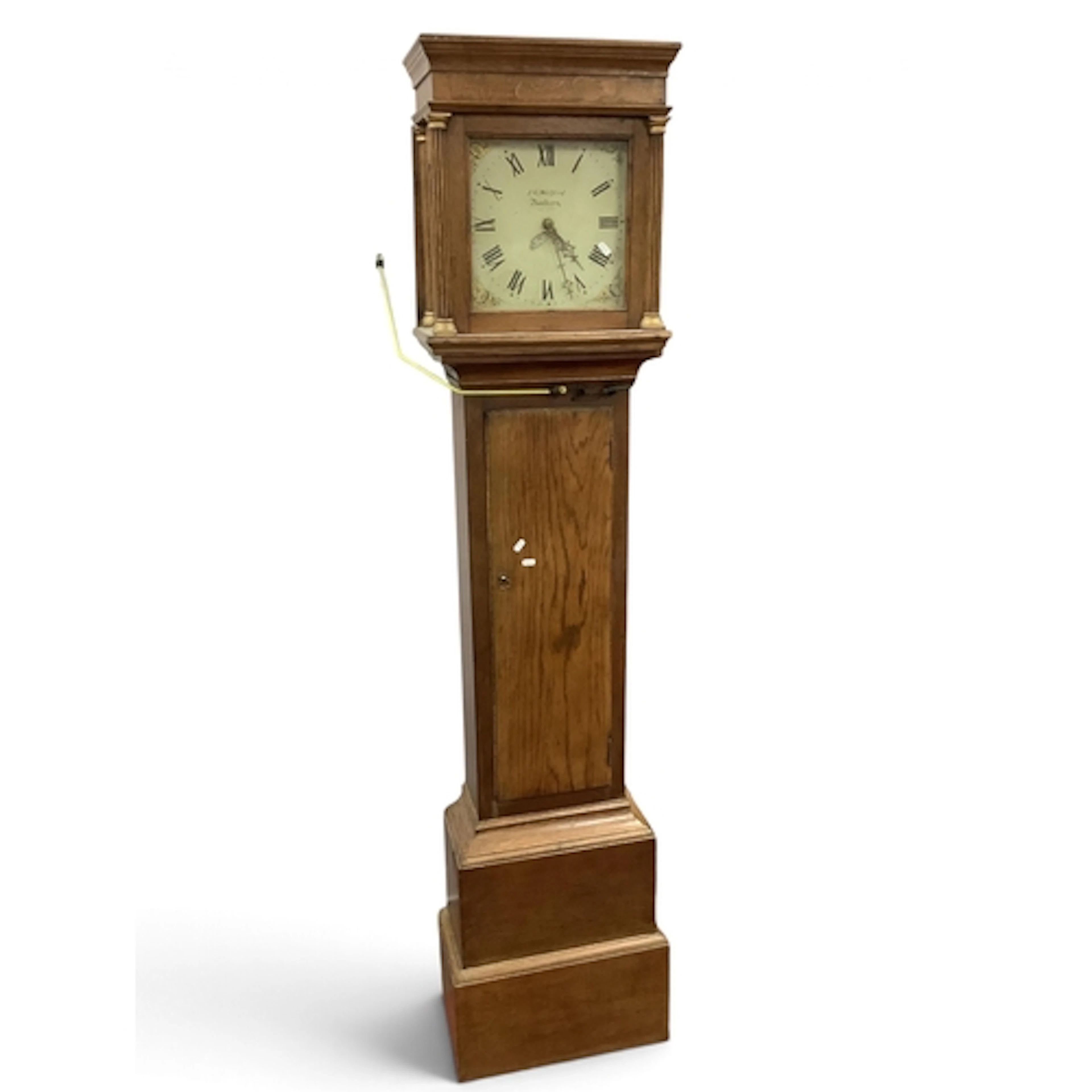 Oak Longcase Clock, with period 30 hour movement, painted di...