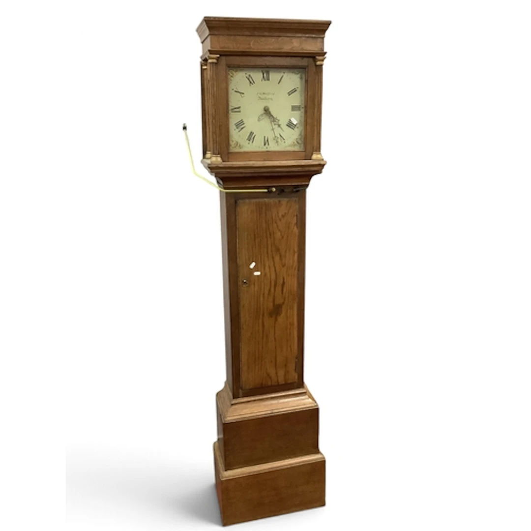 Oak Longcase Clock, with period 30 hour movement, painted di...