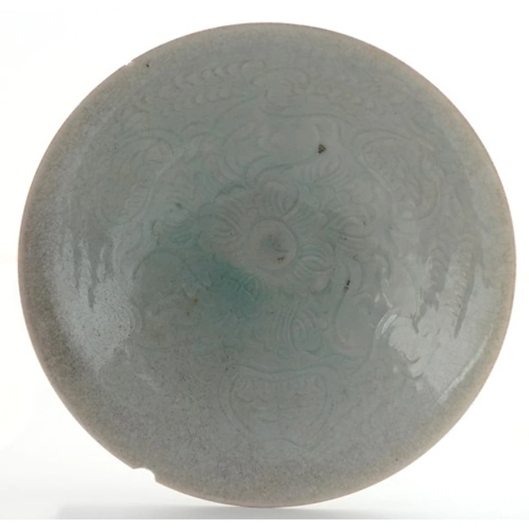Chinese porcelain Qingbai bowl with pale blue green glaze wi...