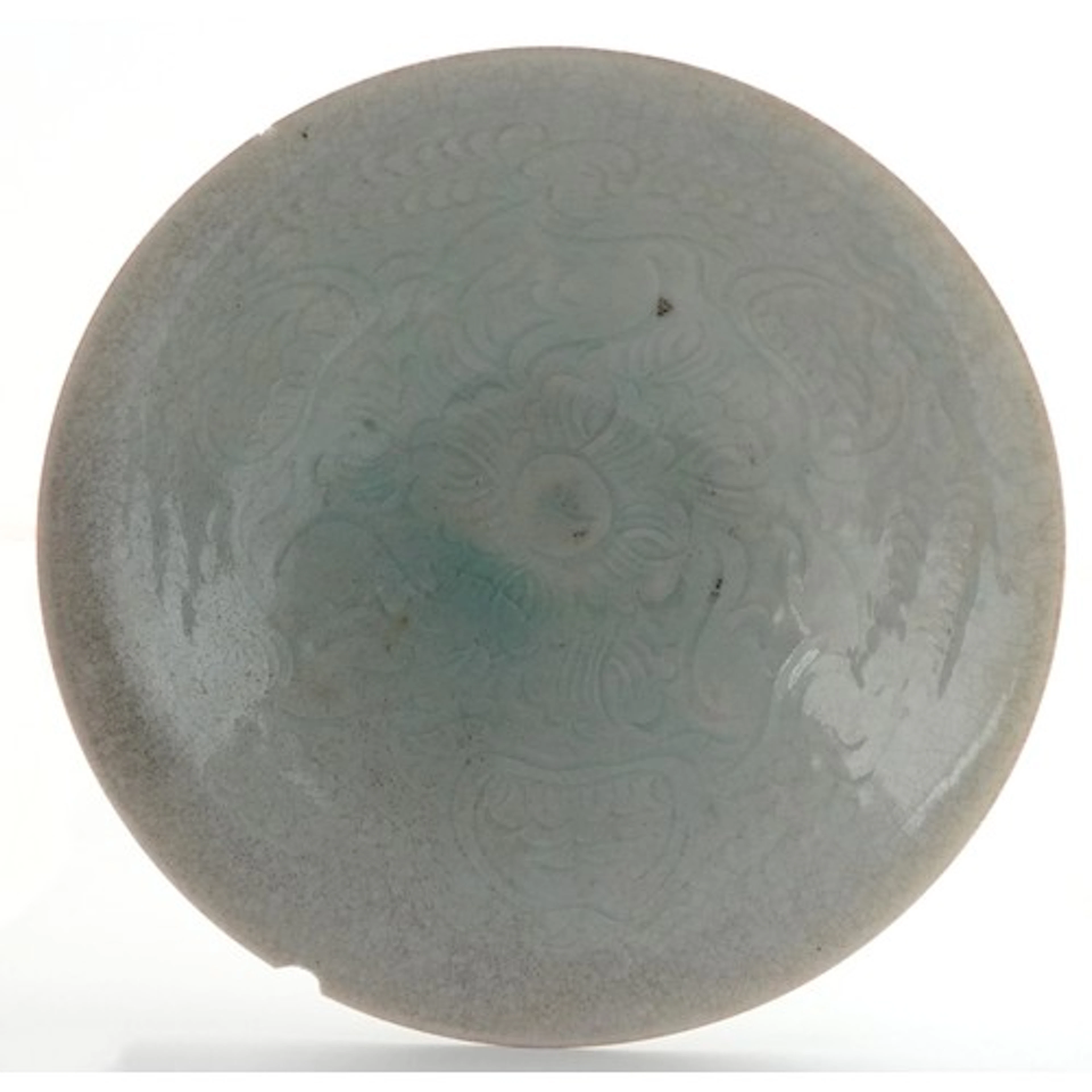 Chinese porcelain Qingbai bowl with pale blue green glaze wi...