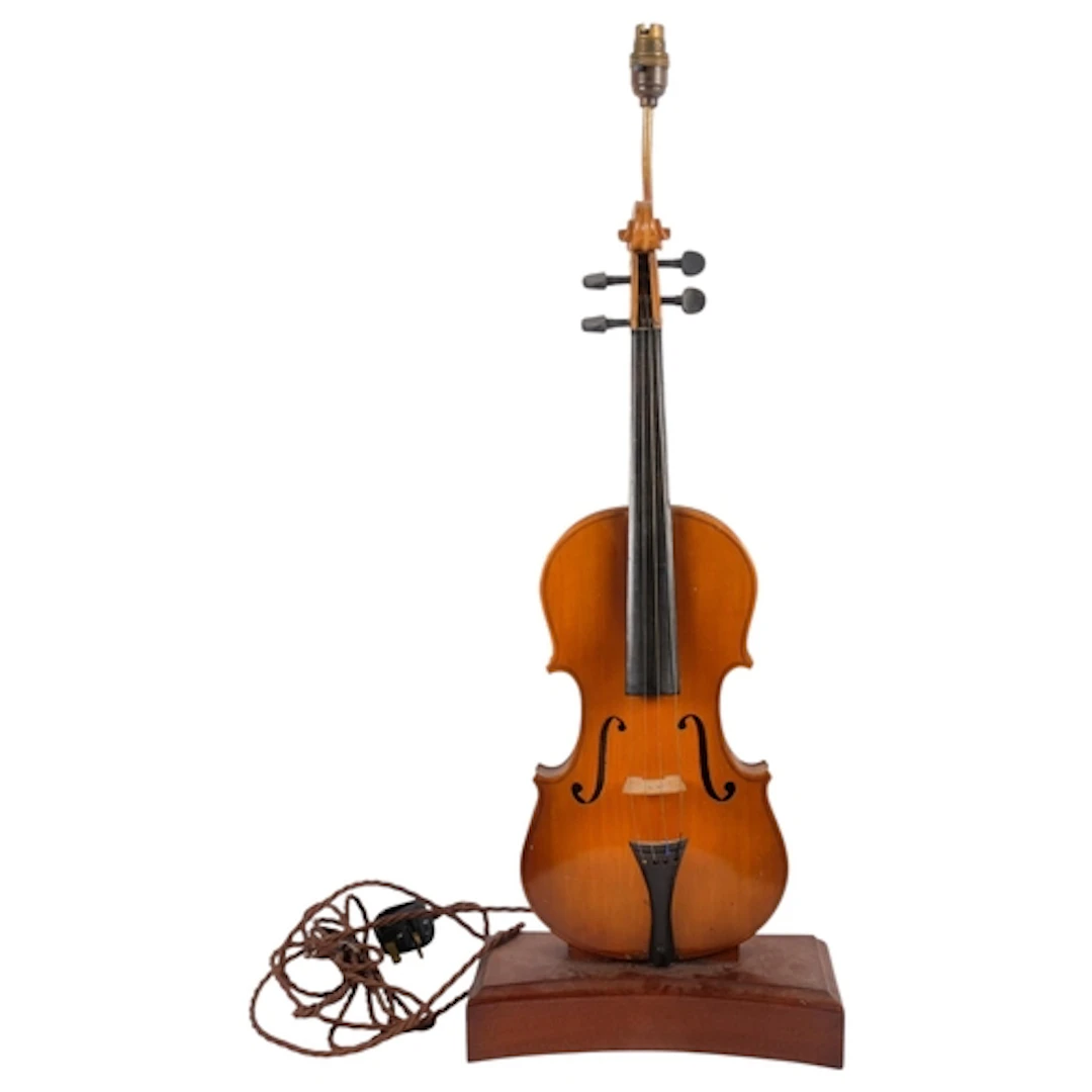 An Antique violin converted into a table lamp, height to bay...