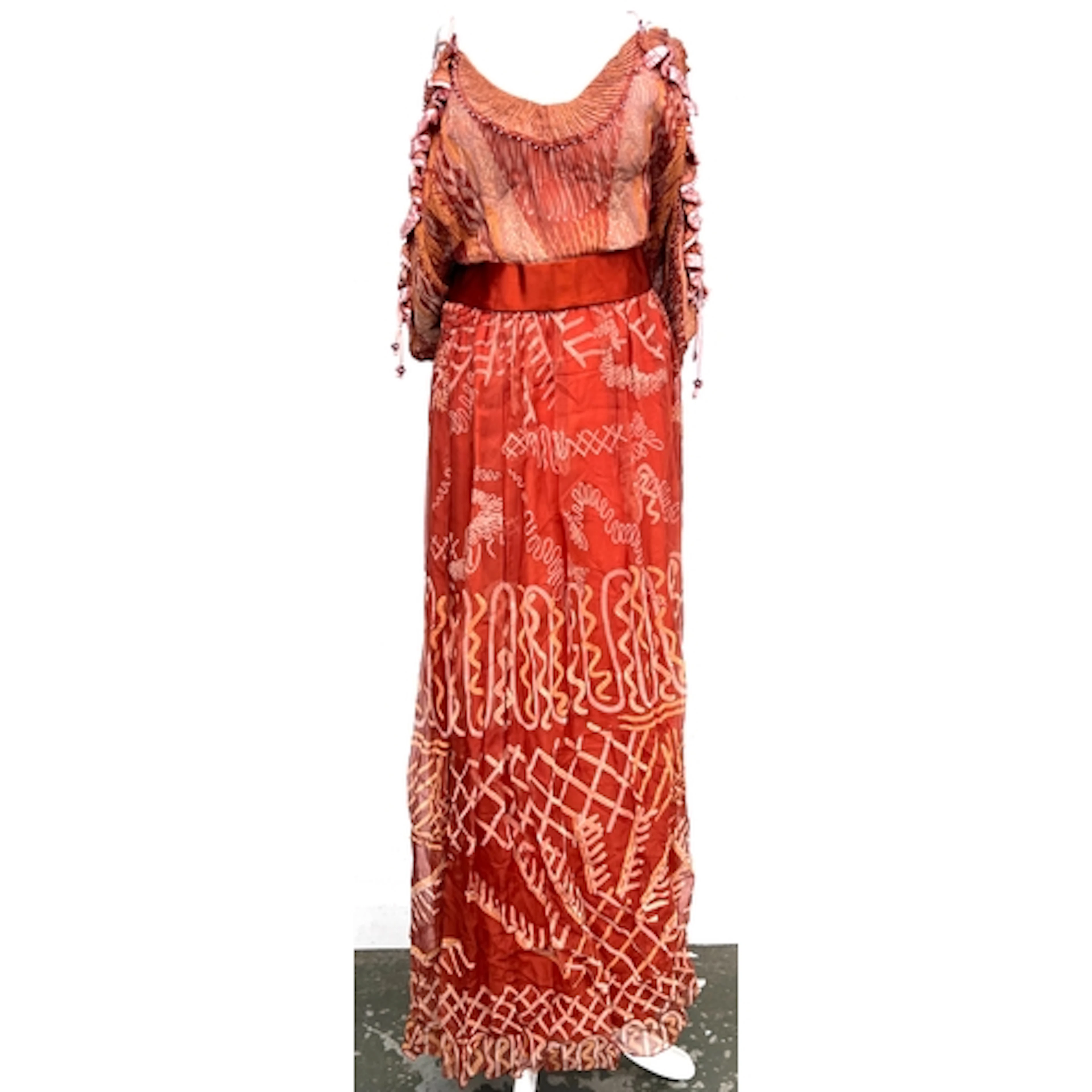 A Zandra Rhodes orange silk chiffon dress, 'Uluru' collectio...