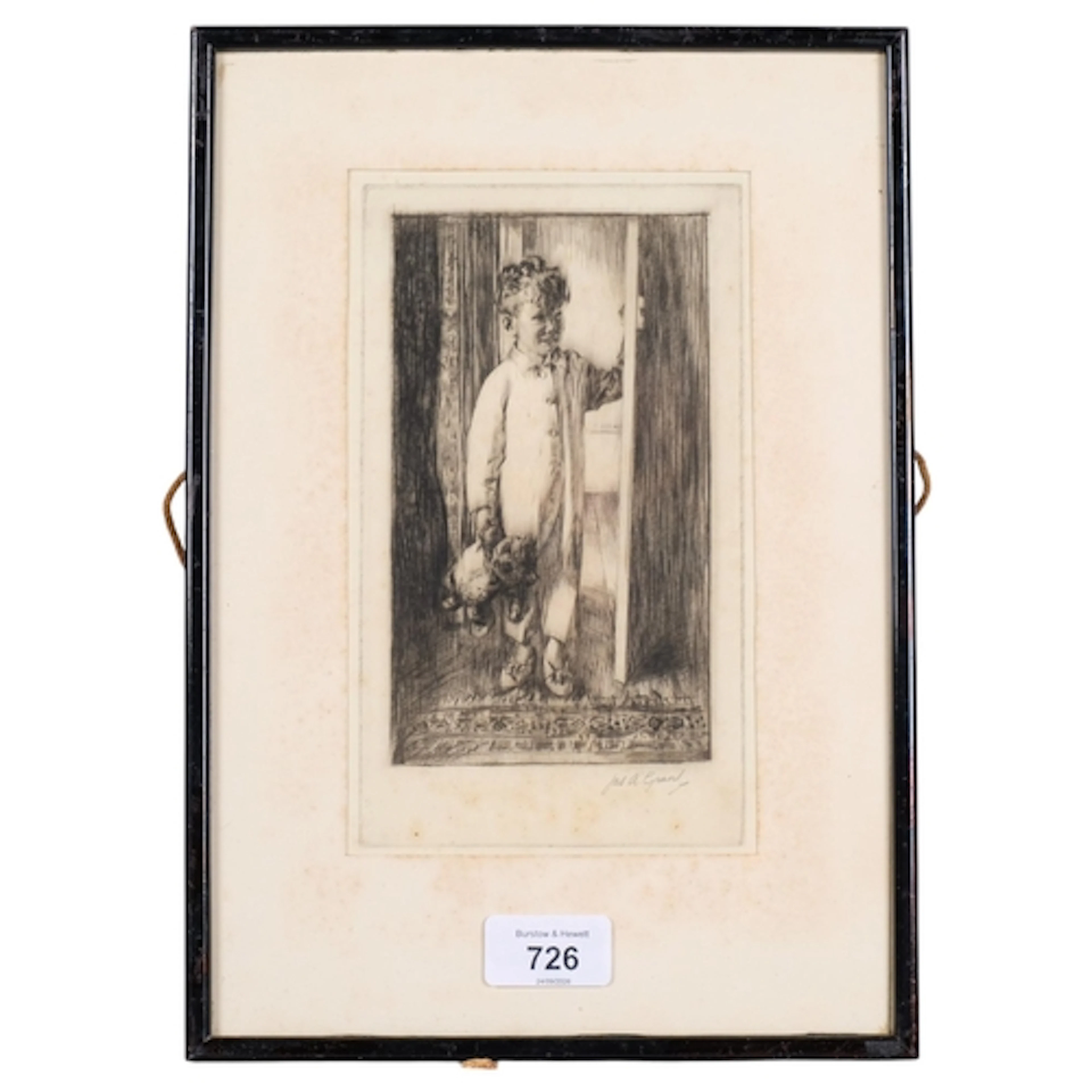 James Arden Grant (1887-1974), etching on paper, Boy with Te...
