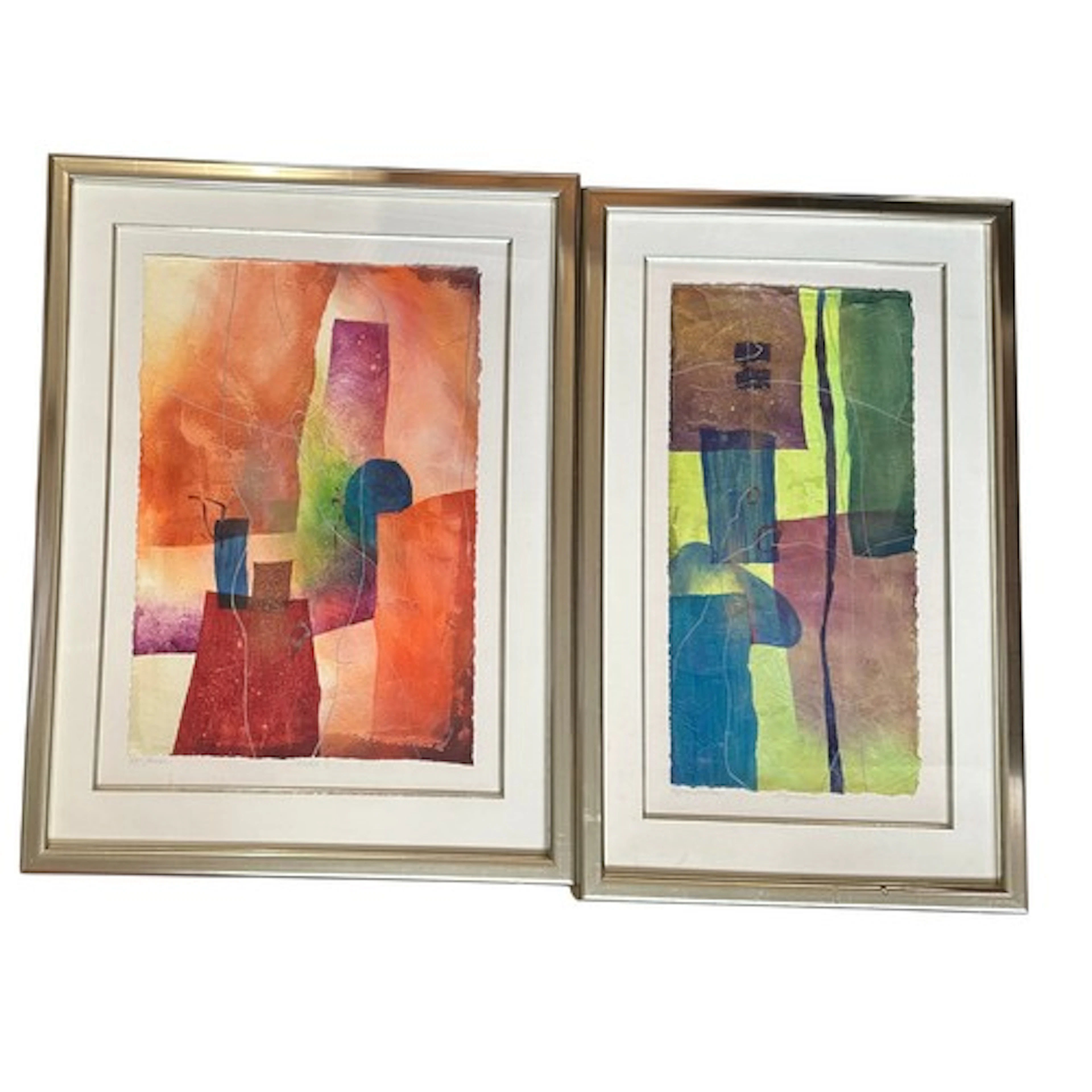 Robin Mullen (British b. 1962). Two framed abstract panels, ...