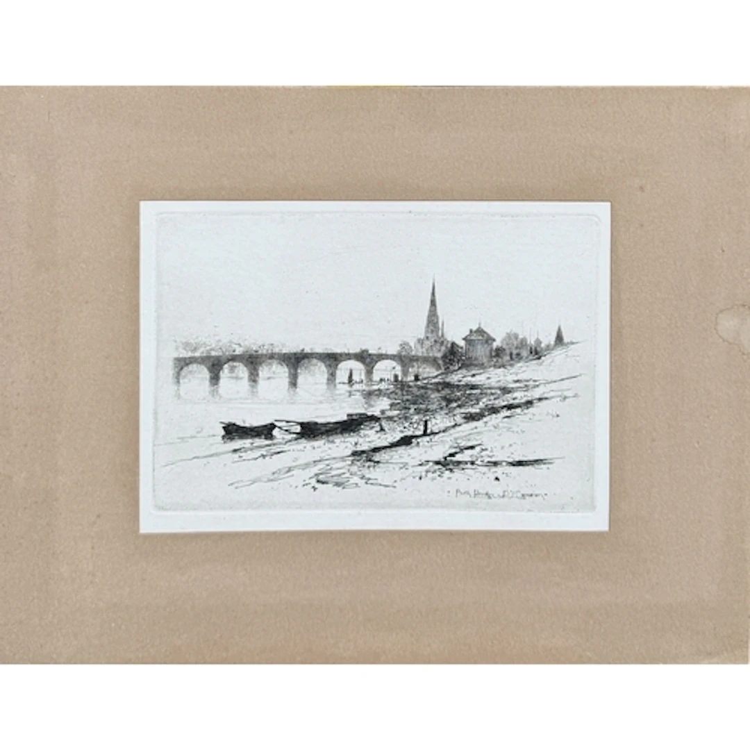 SIR DAVID YOUNG CAMERON (SCOTTISH, 1865-1945): PERTH BRIDGE ...
