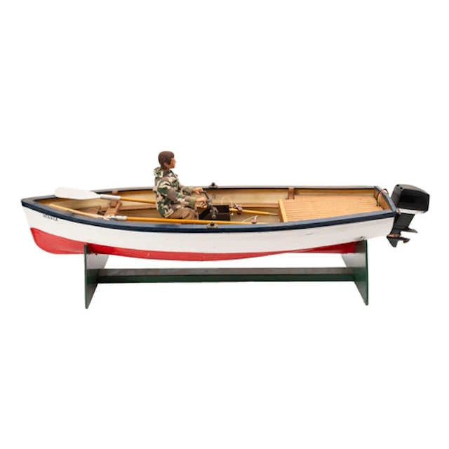 A scratch built model of a rowing boat 'Hernia'. Having a fi...