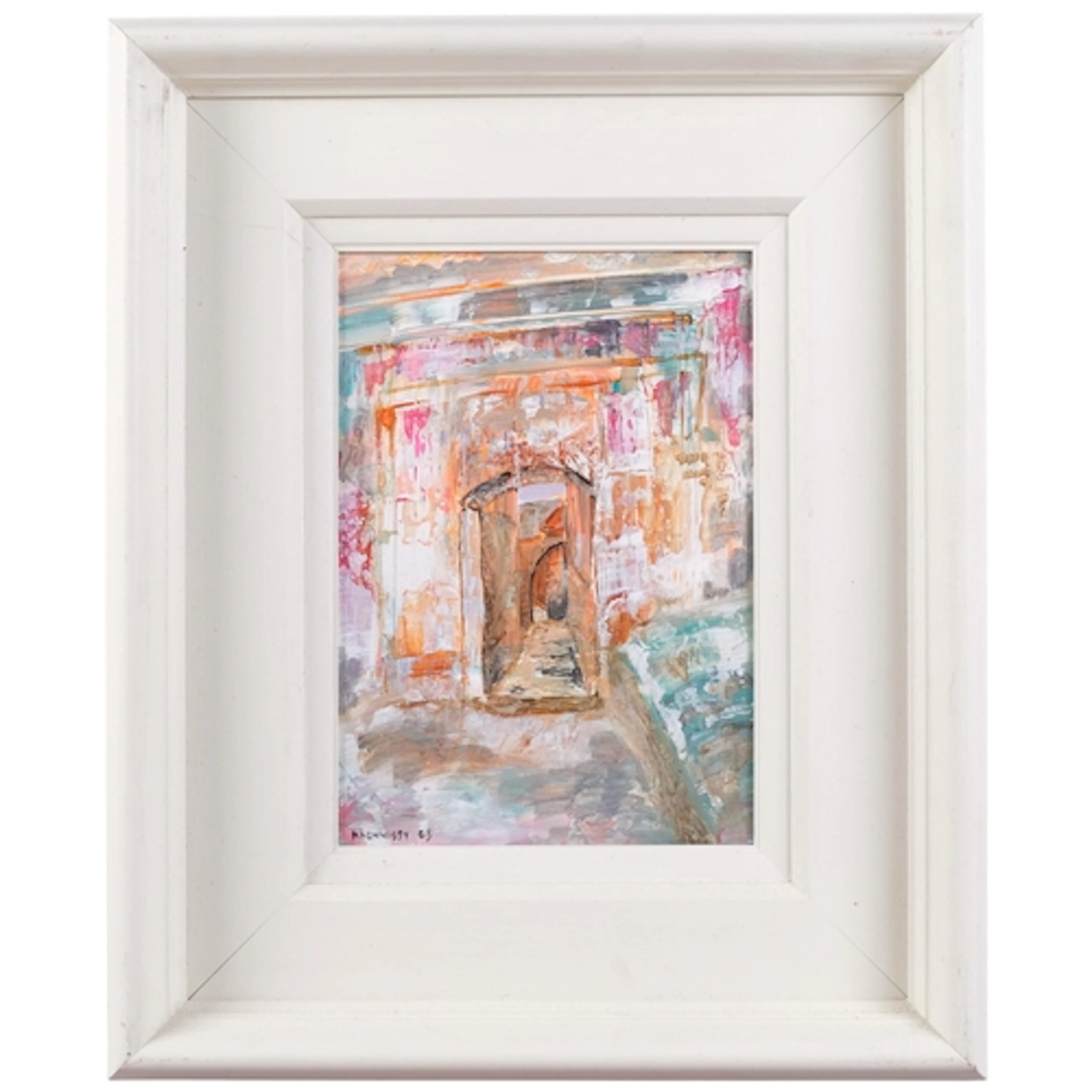 Kate Hennessy, Irish, North African street scene, oil on boa...