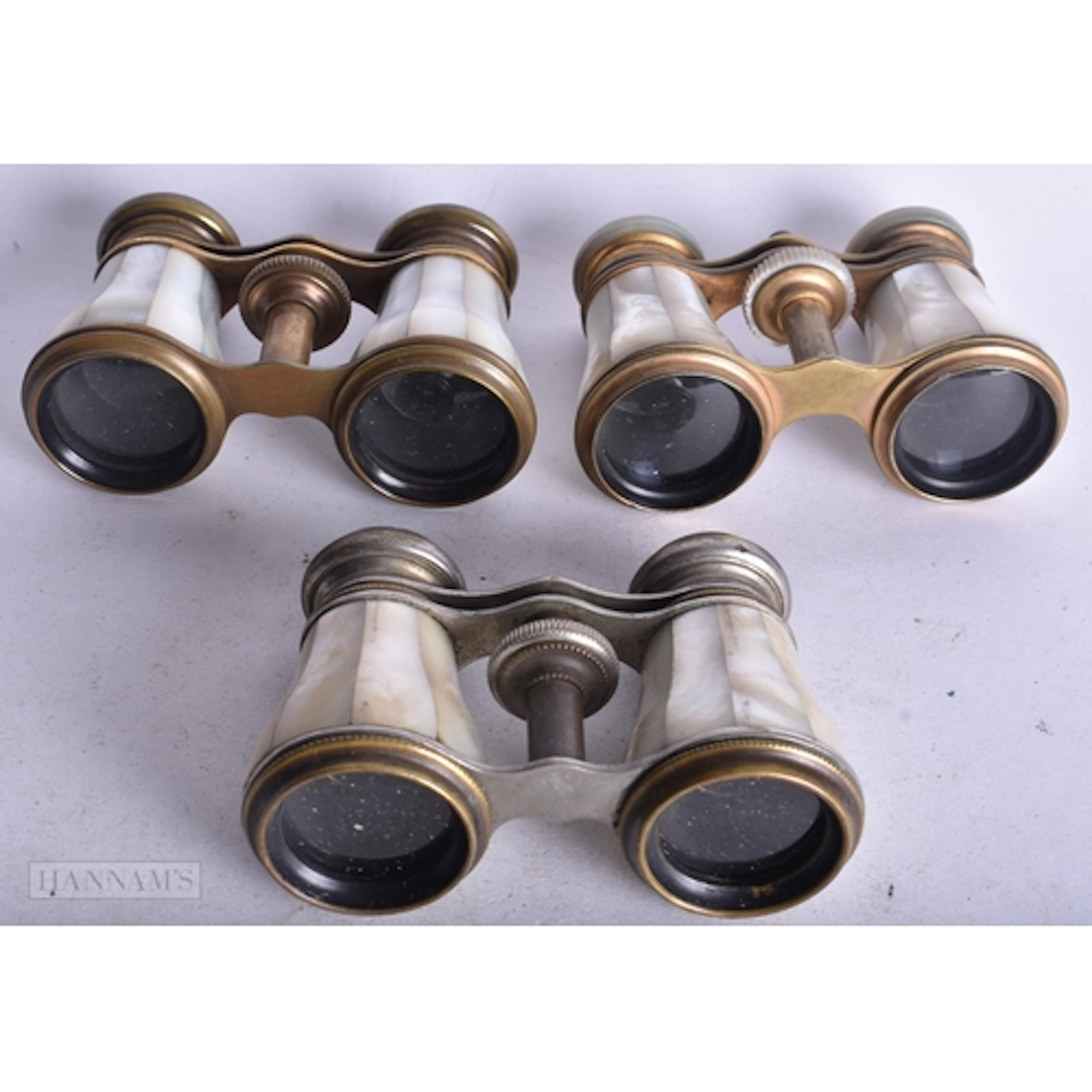 Three Pairs of Mother of Pearl Cased Opera Glasses (3)