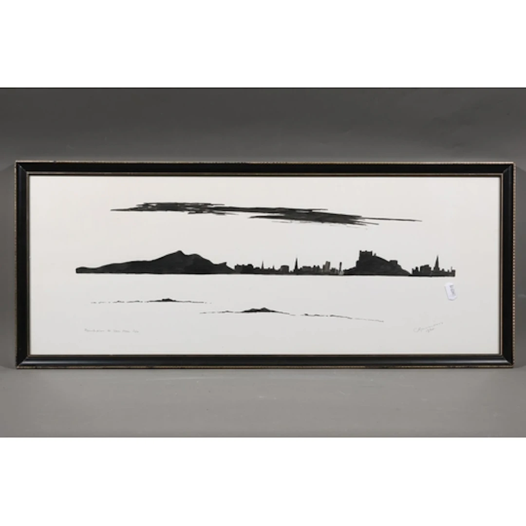 C RORRISON, Edinburgh as seen from Fife, watercolour paintin...