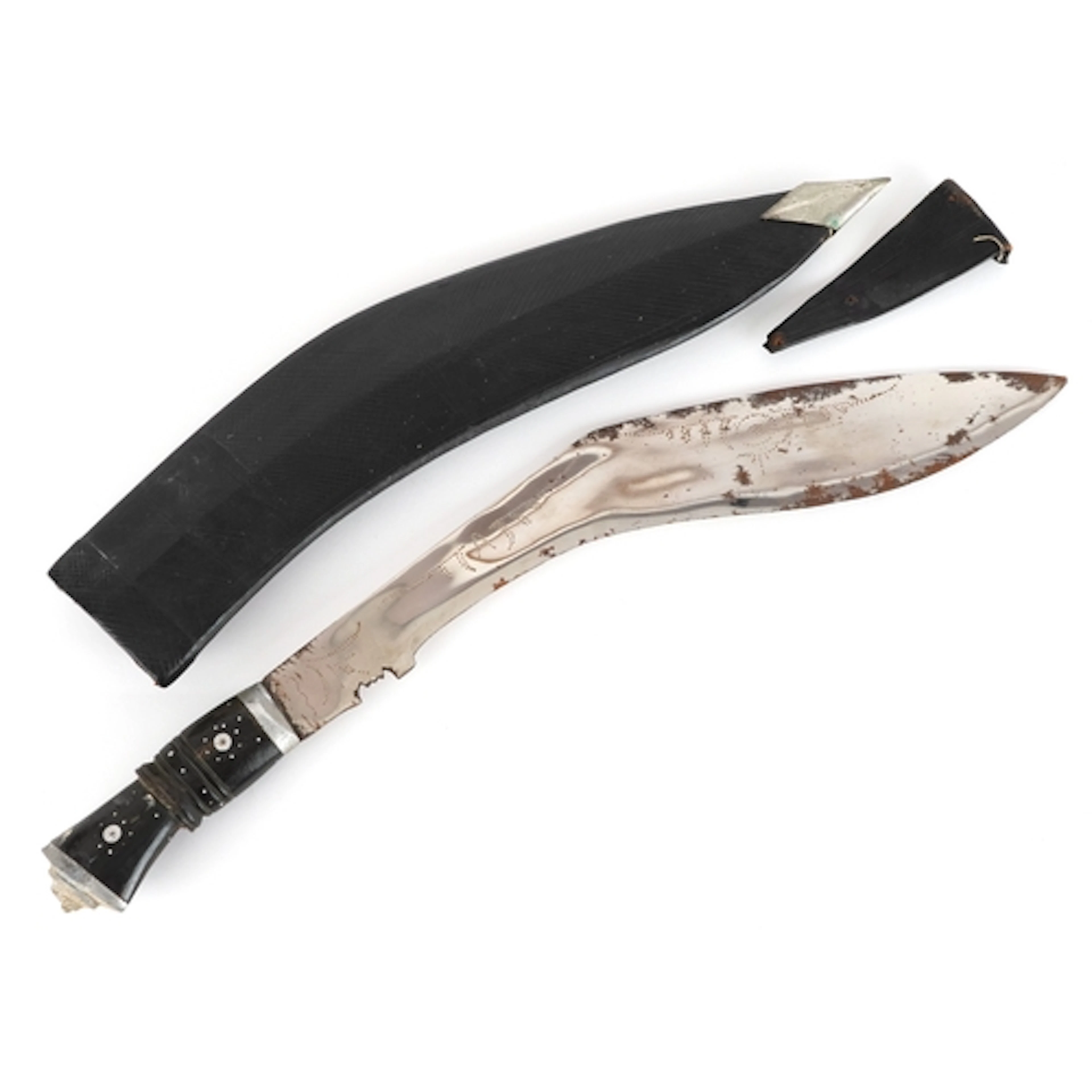 Vintage Gurkha's Kukri knife with leather sheath, 40cm in le...