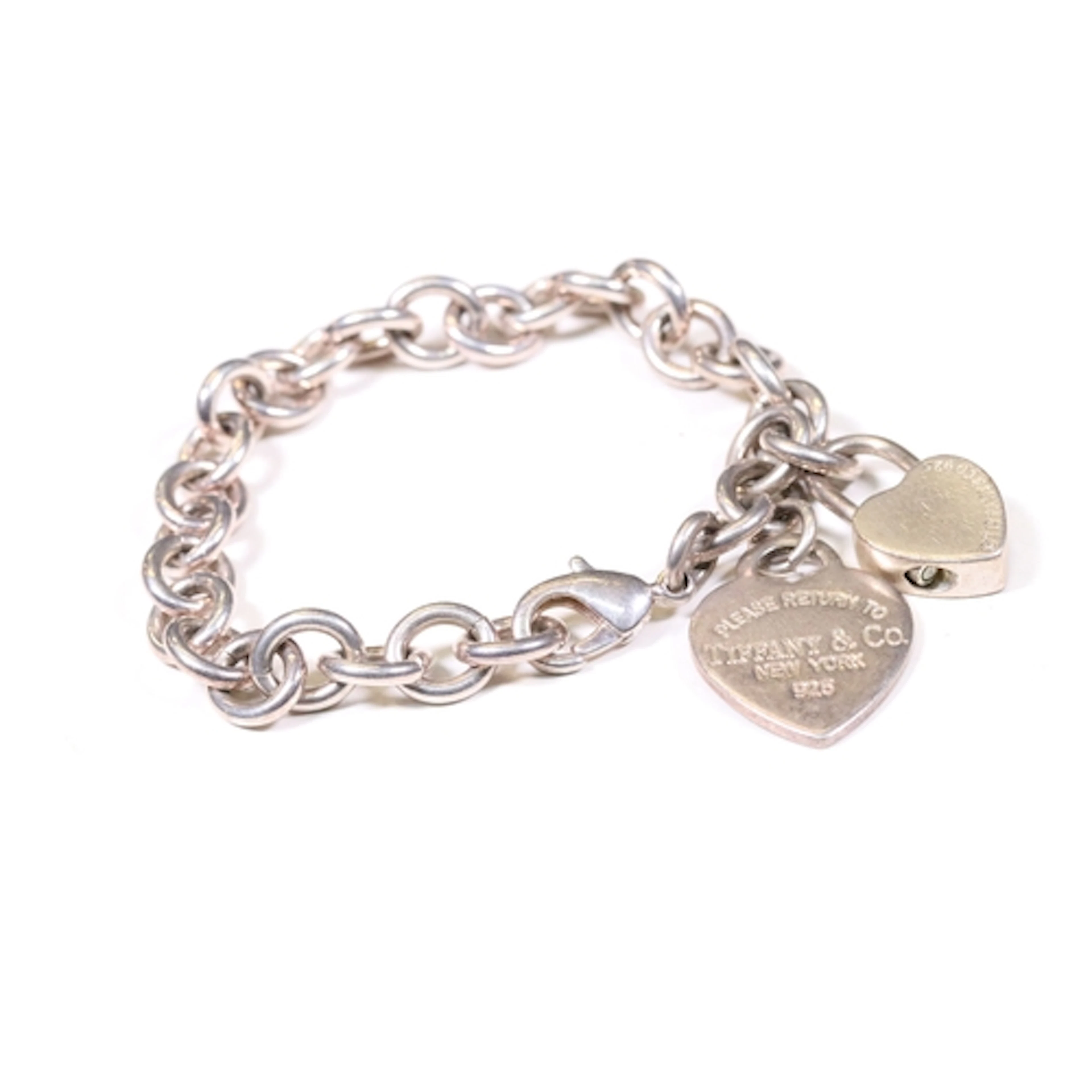 Tiffany & Co 925 sterling silver charm bracelet with 'Please...