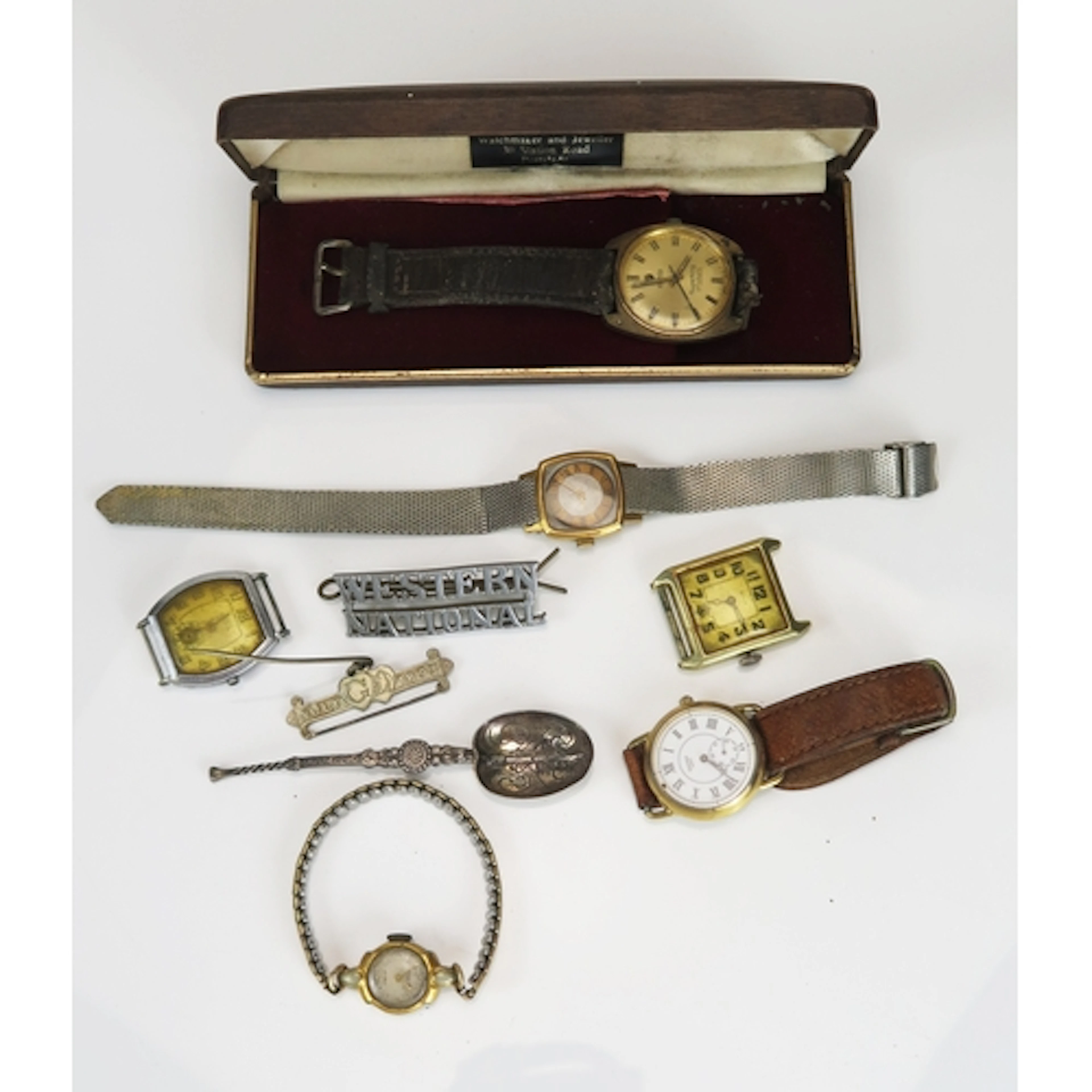 A selection of watches including cased Roamer wristwatch (ru...