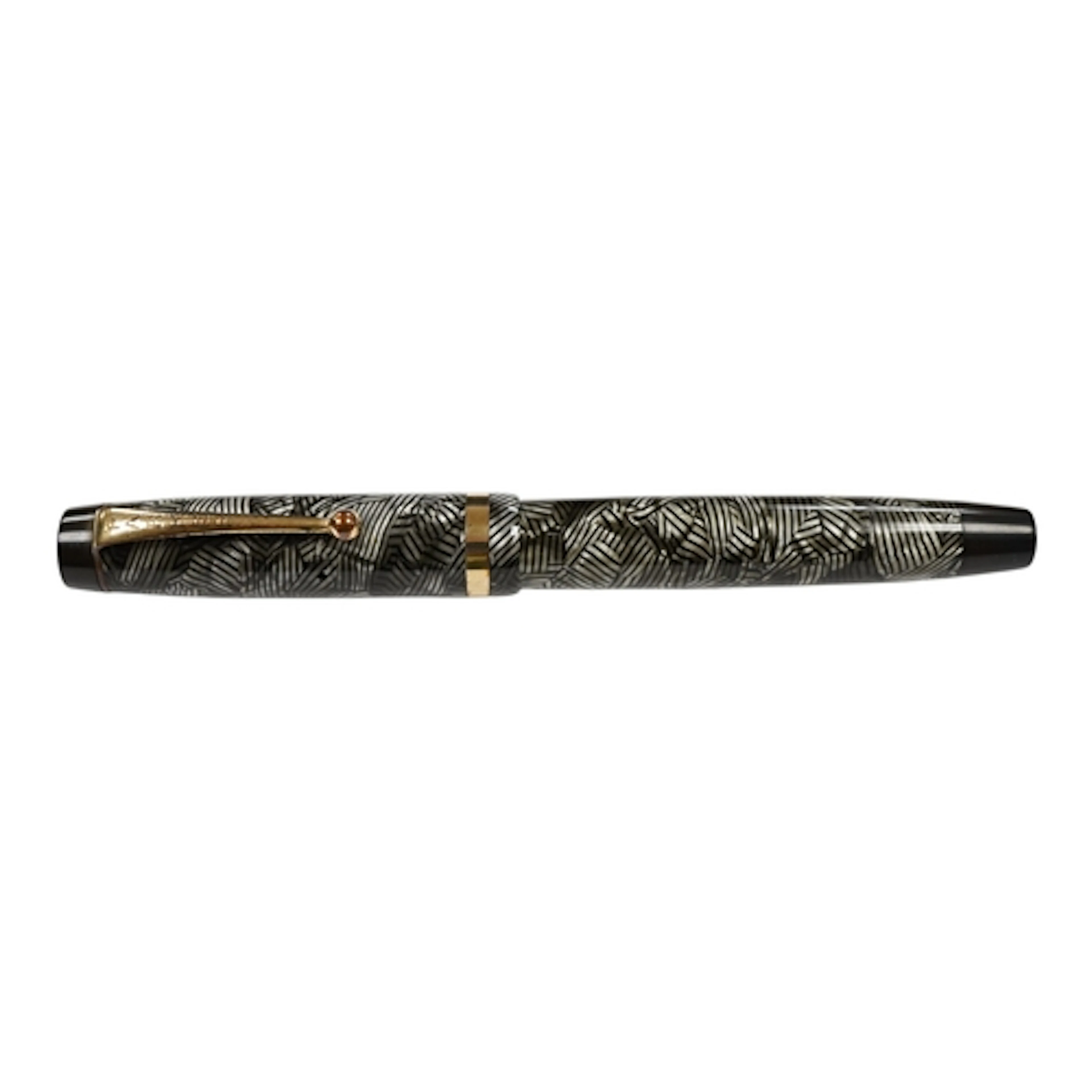 A Parker Victory fountain pen in grey hatched design, fitted...