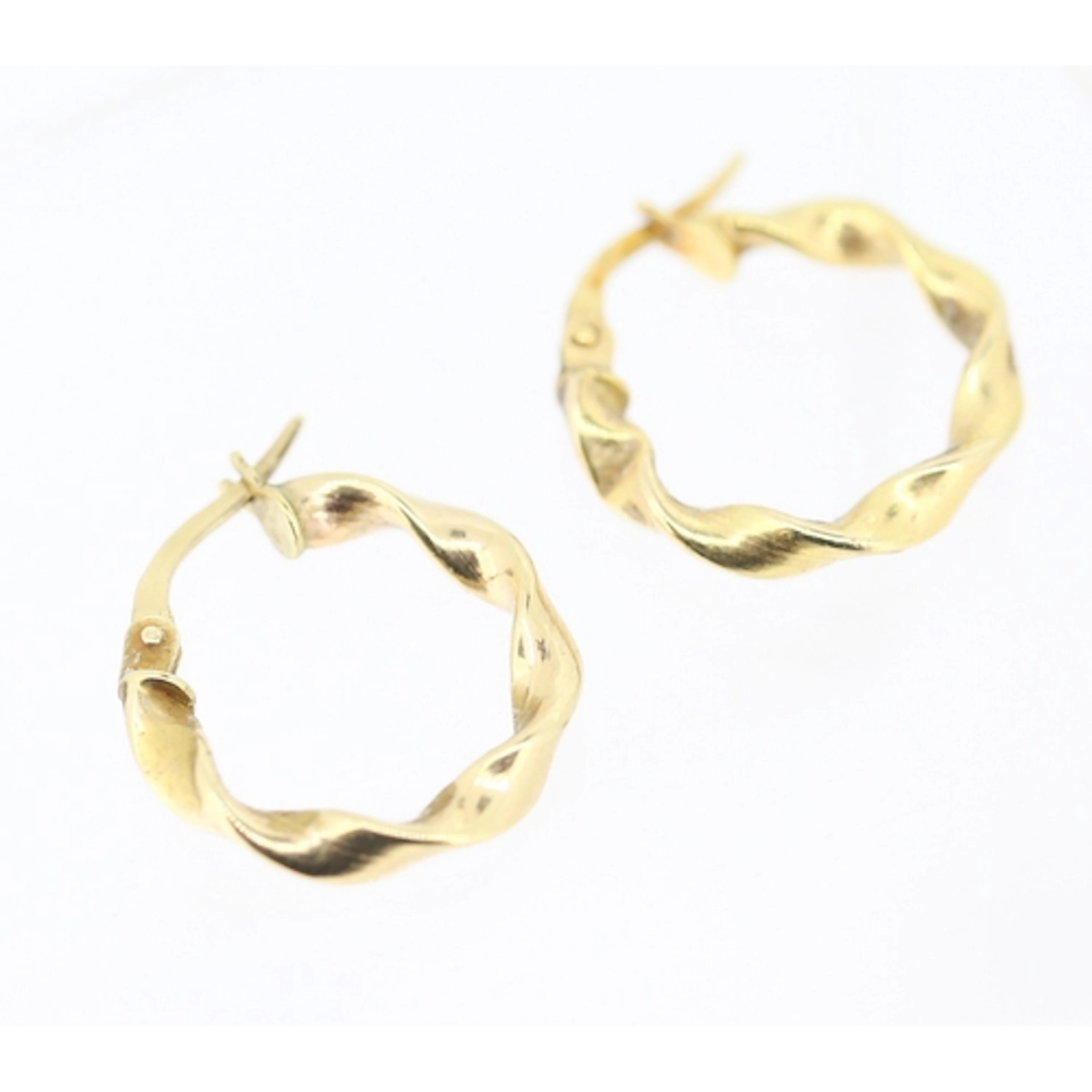 Pair of 9 Carat Yellow Gold Twist Form Hoop Earrings 2cm Dia...