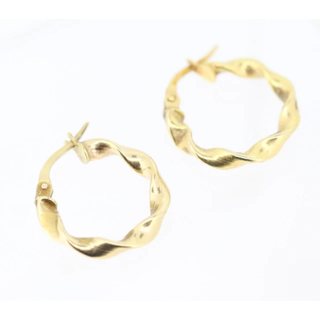 Pair of 9 Carat Yellow Gold Twist Form Hoop Earrings 2cm Dia...