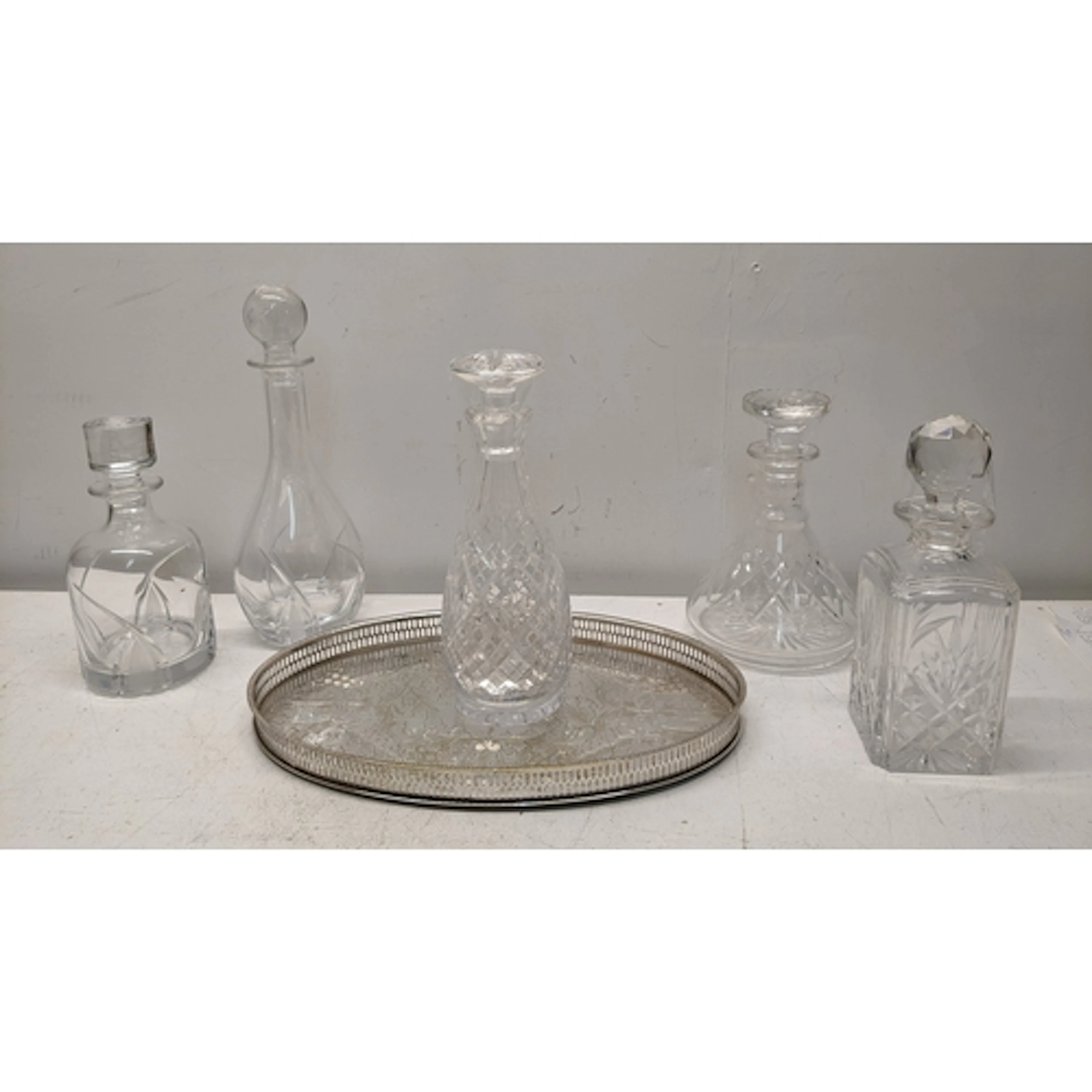 A Viners silver plated oval gallery tray, along with a group...