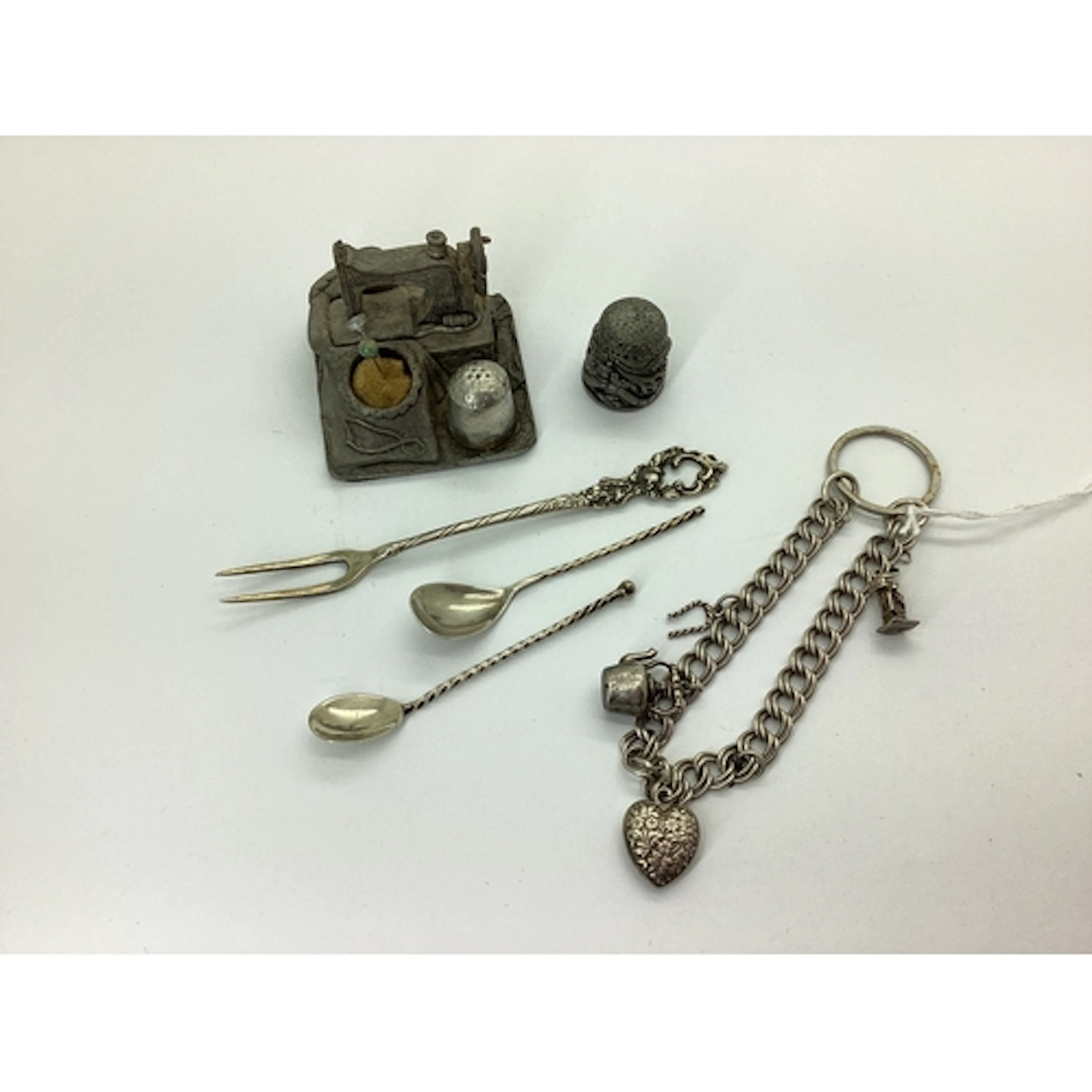 Dainty Cocktail / Pickle Fork, stamped "800", twm small spoo...
