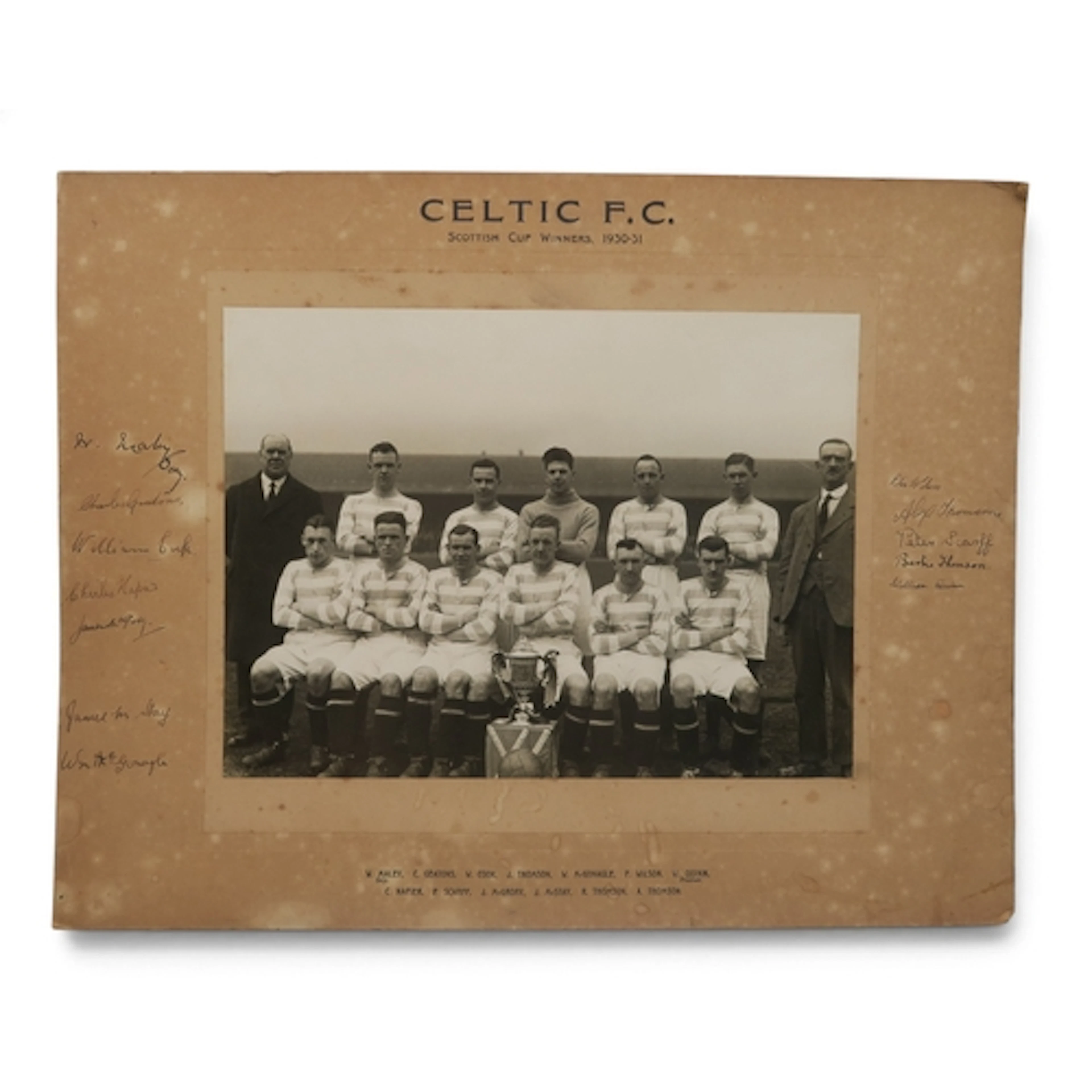 Glasgow Celtic F.C. A black and white photograph of the 1930...