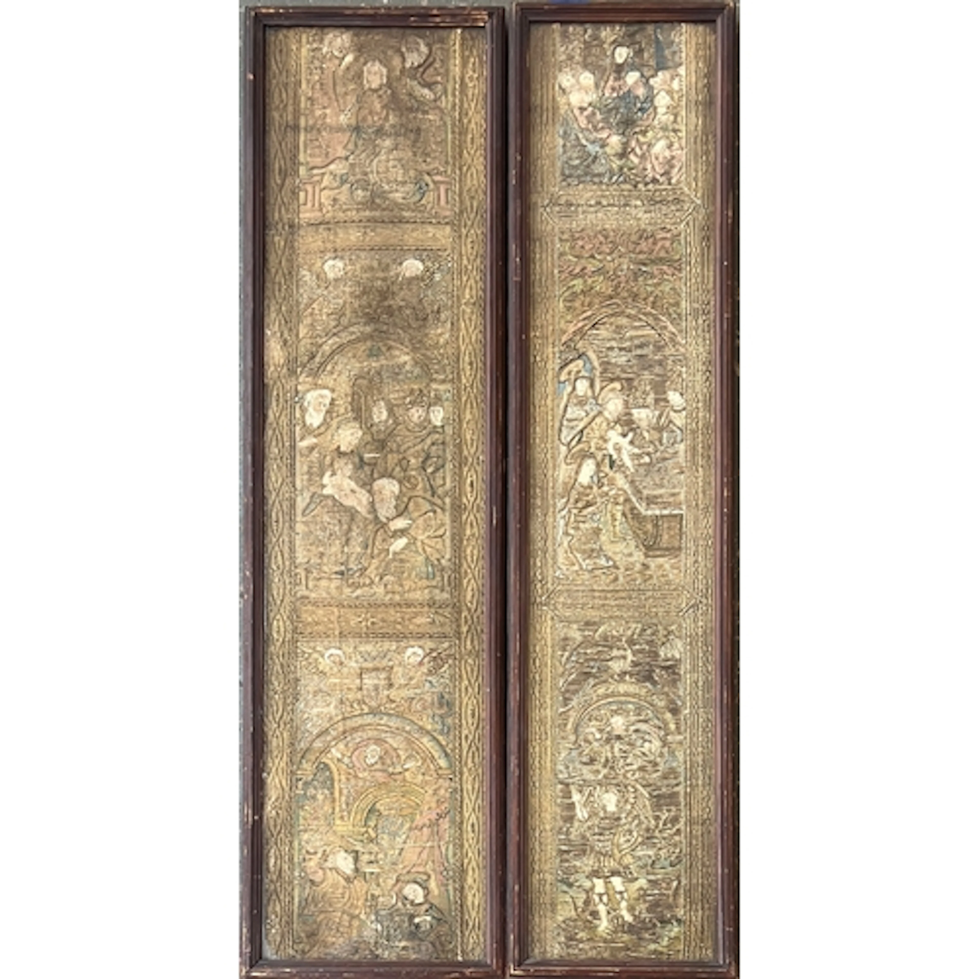 Two framed 18th century Italian ecclesiastical alter orphrey...