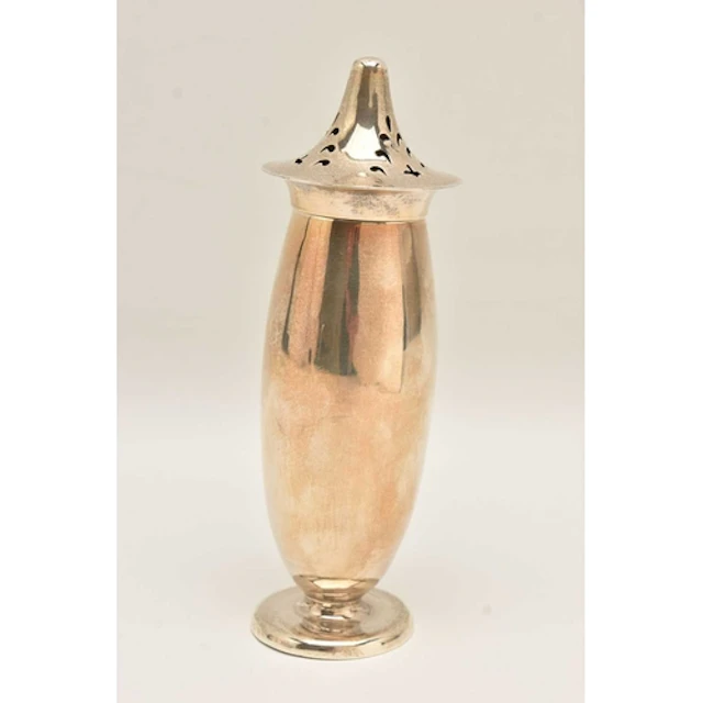 A GEORGE V SILVER SUGAR CASTER, a small sugar caster with pi...