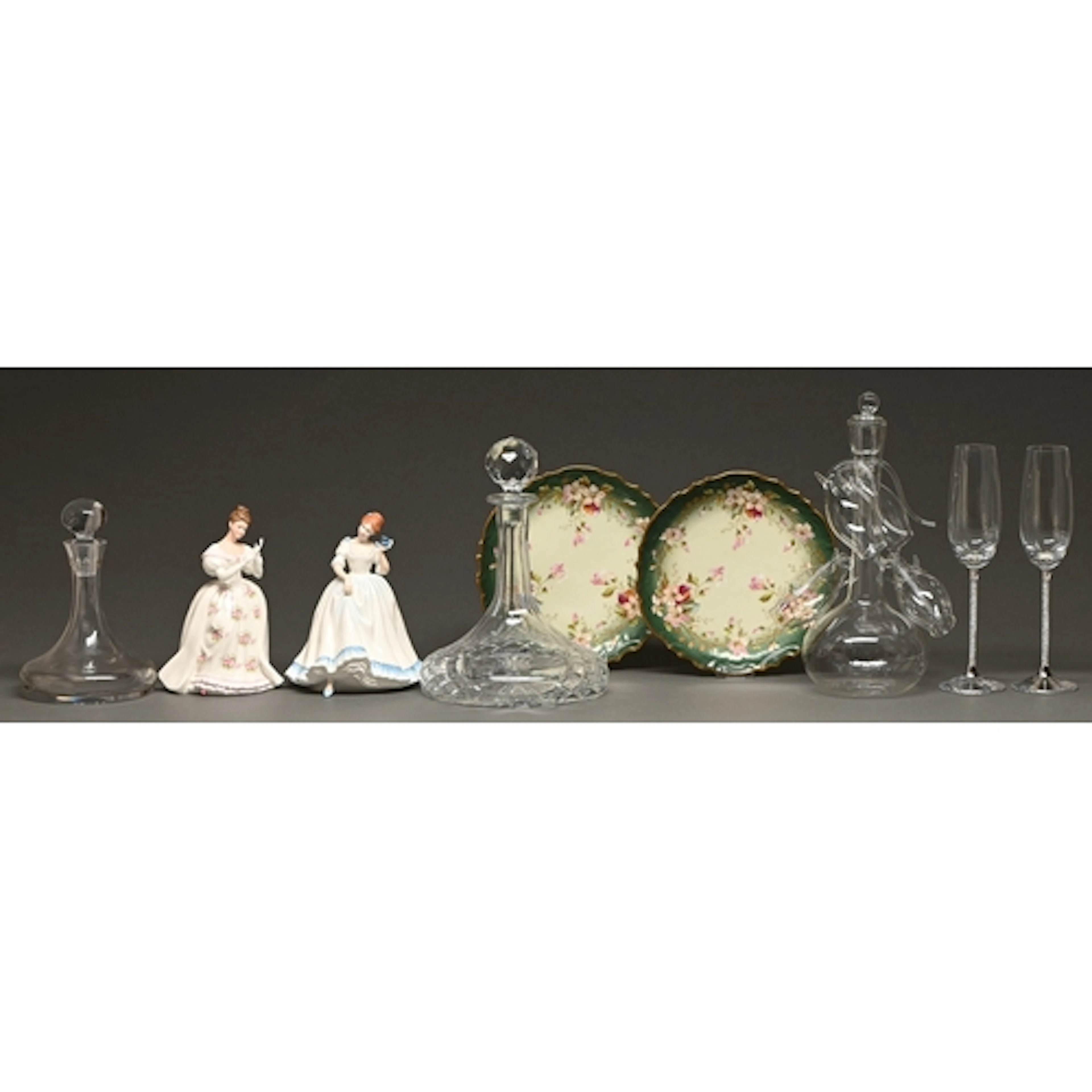Two Royal Doulton bone china figures of young women, a pair ...