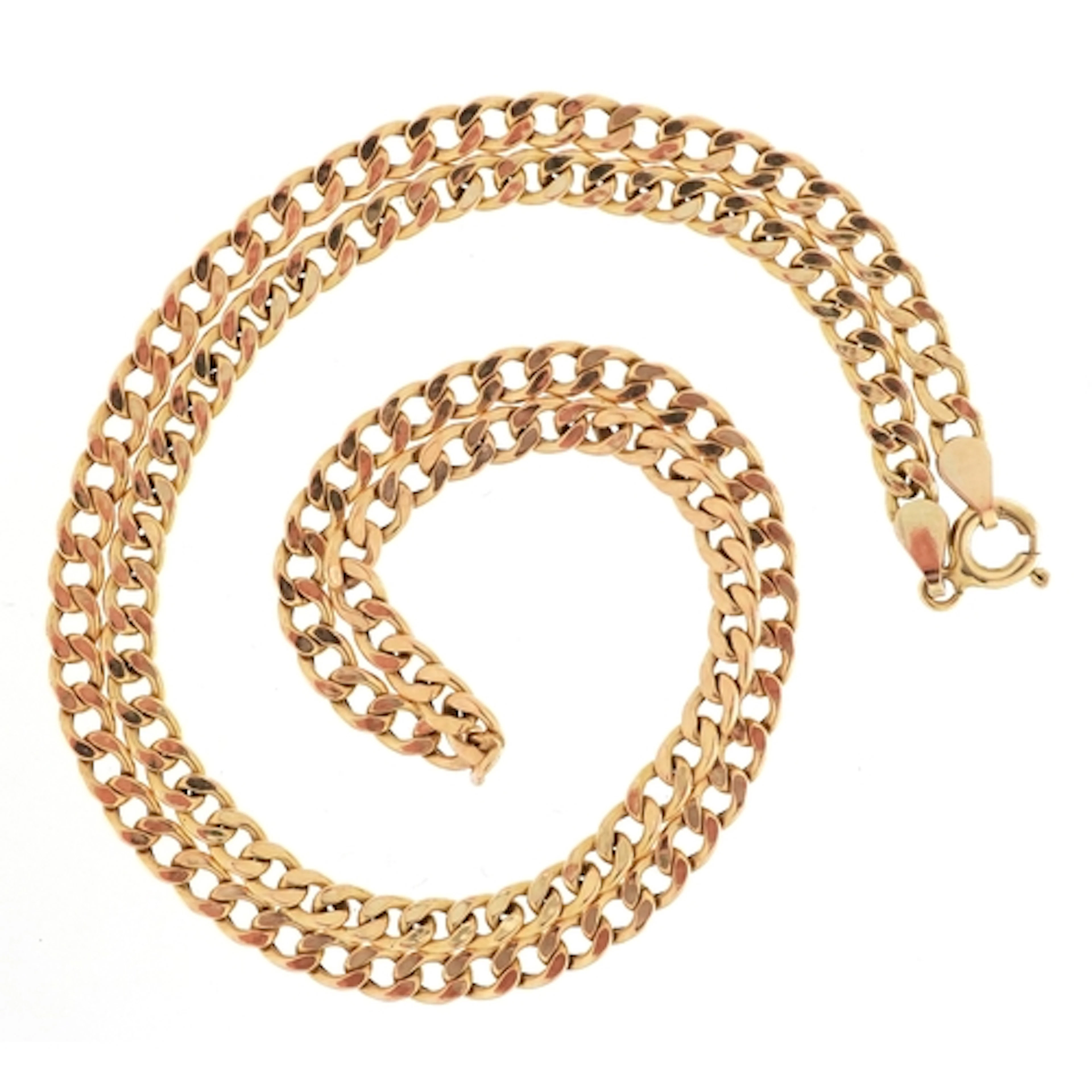 9ct gold curb link necklace, 44cm in length, 4.2g.