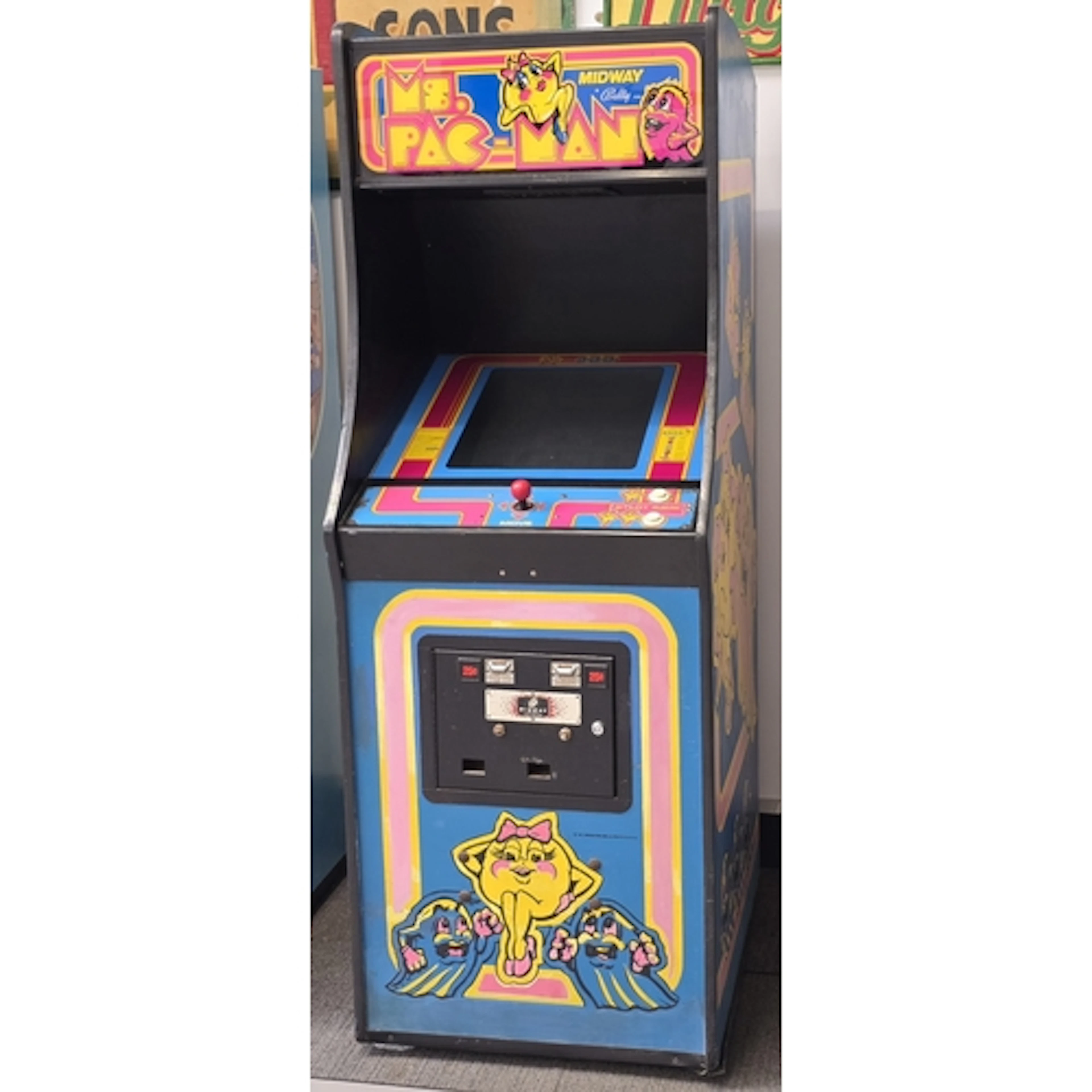 Vintage original 1981 Midway Ms. Pac-Man arcade machine. Mea...