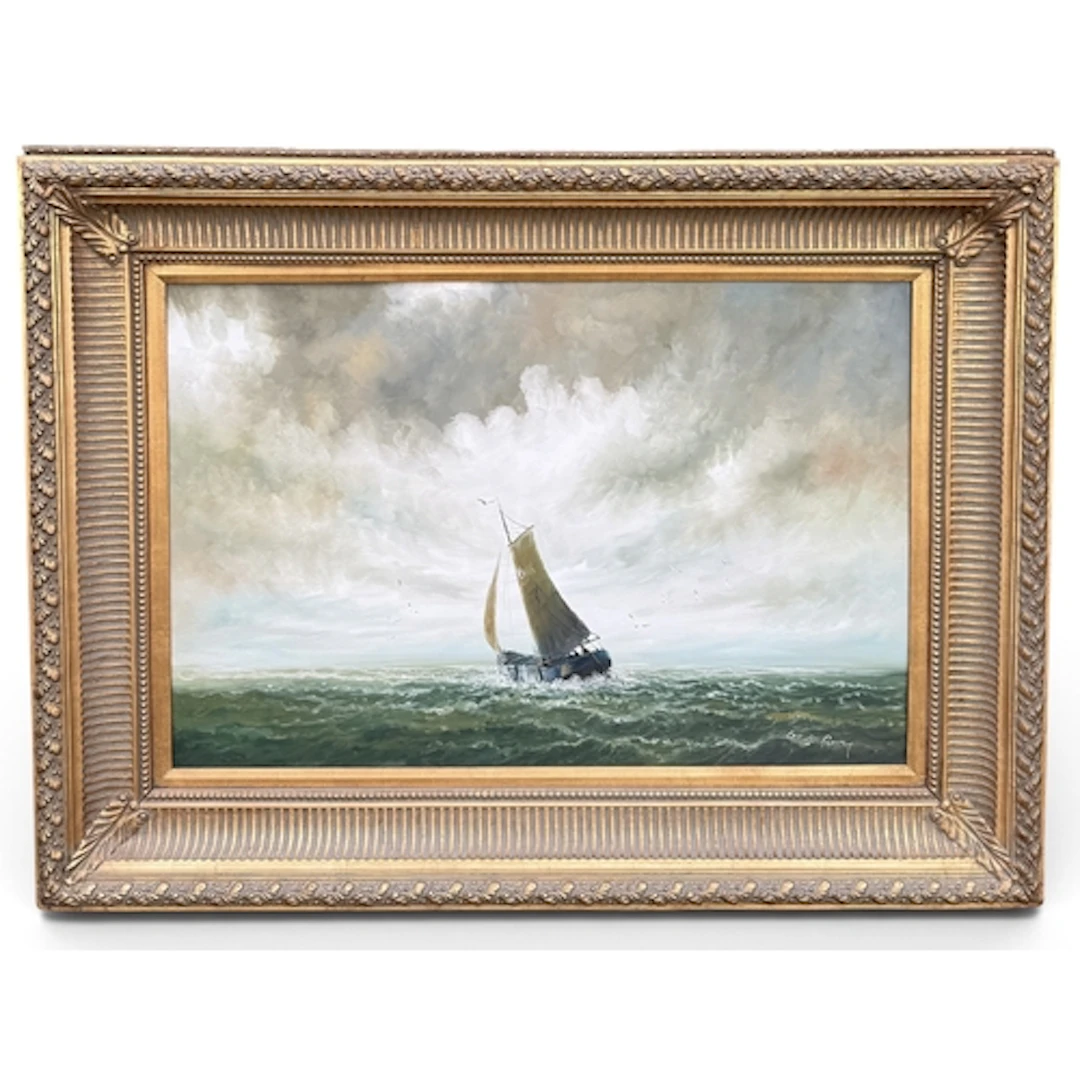 G DE ROOY: DUTCH SAILING BARGE Oil on board. 90cm x 60cm Mou...