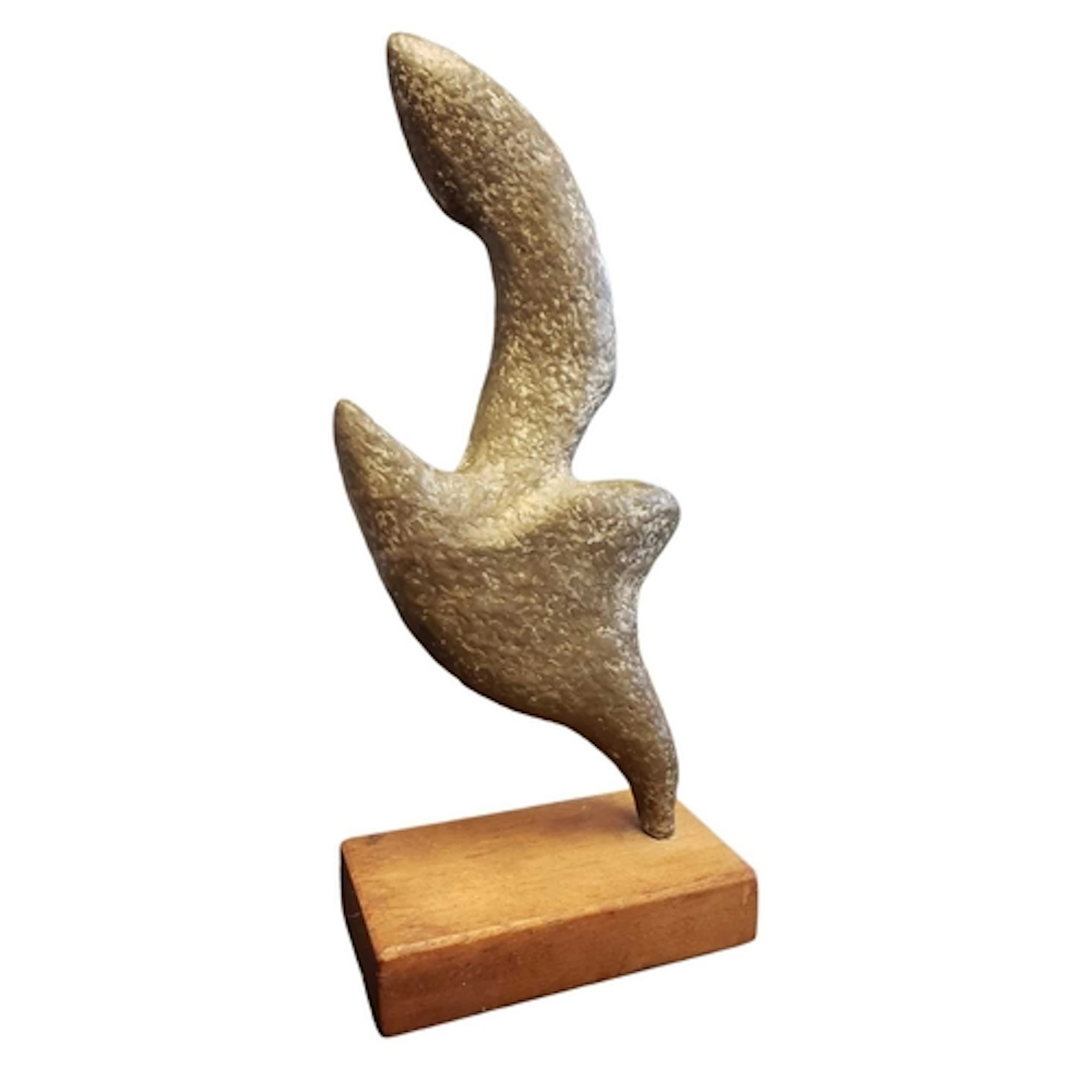 Contemporary metal abstract sculpture. Raised on a rectangul...