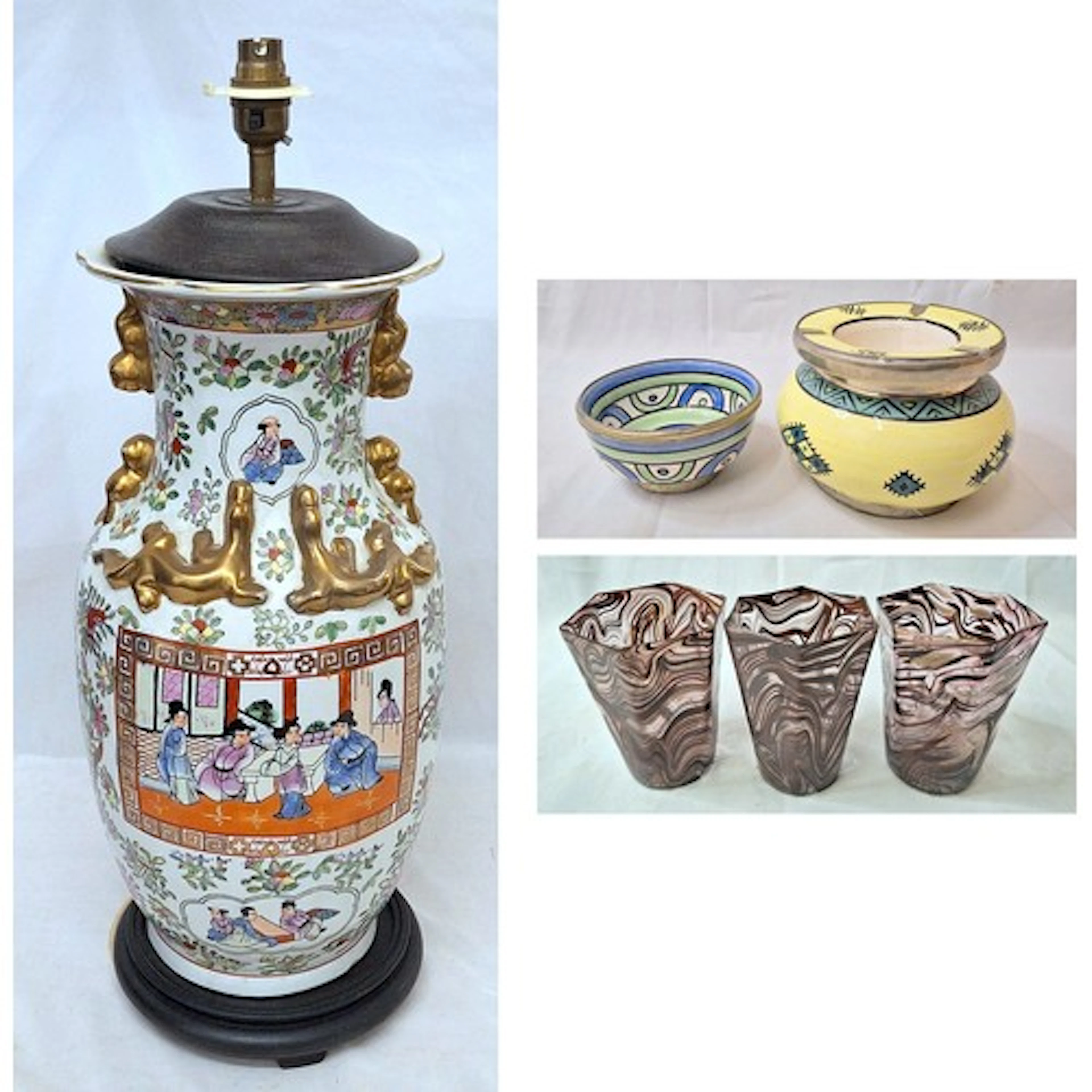 Chinese Famille Rose Vase converted as a lamp, decorated wit...