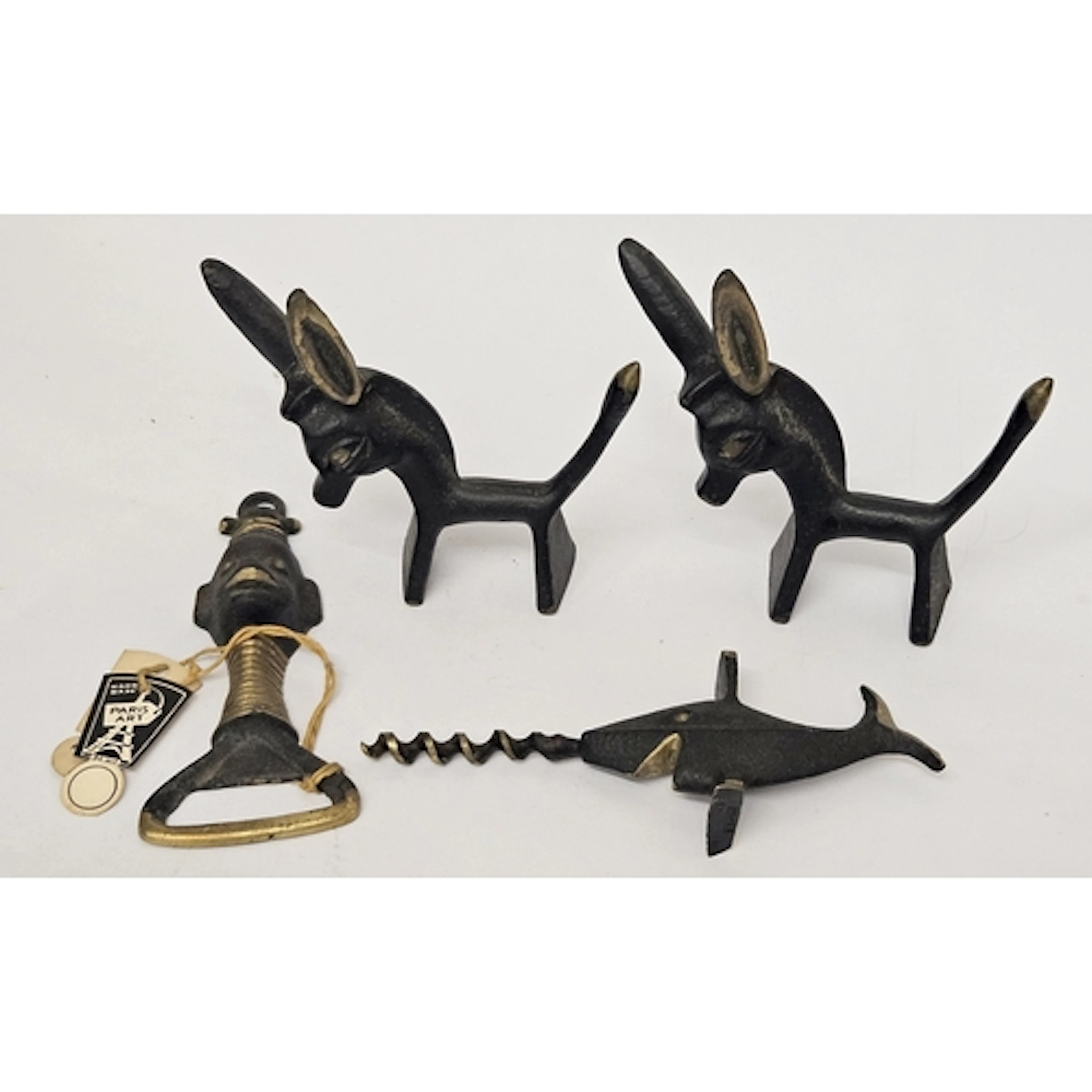 2 Walter Bosse style Metal Donkey Figurines/ring holders & P...