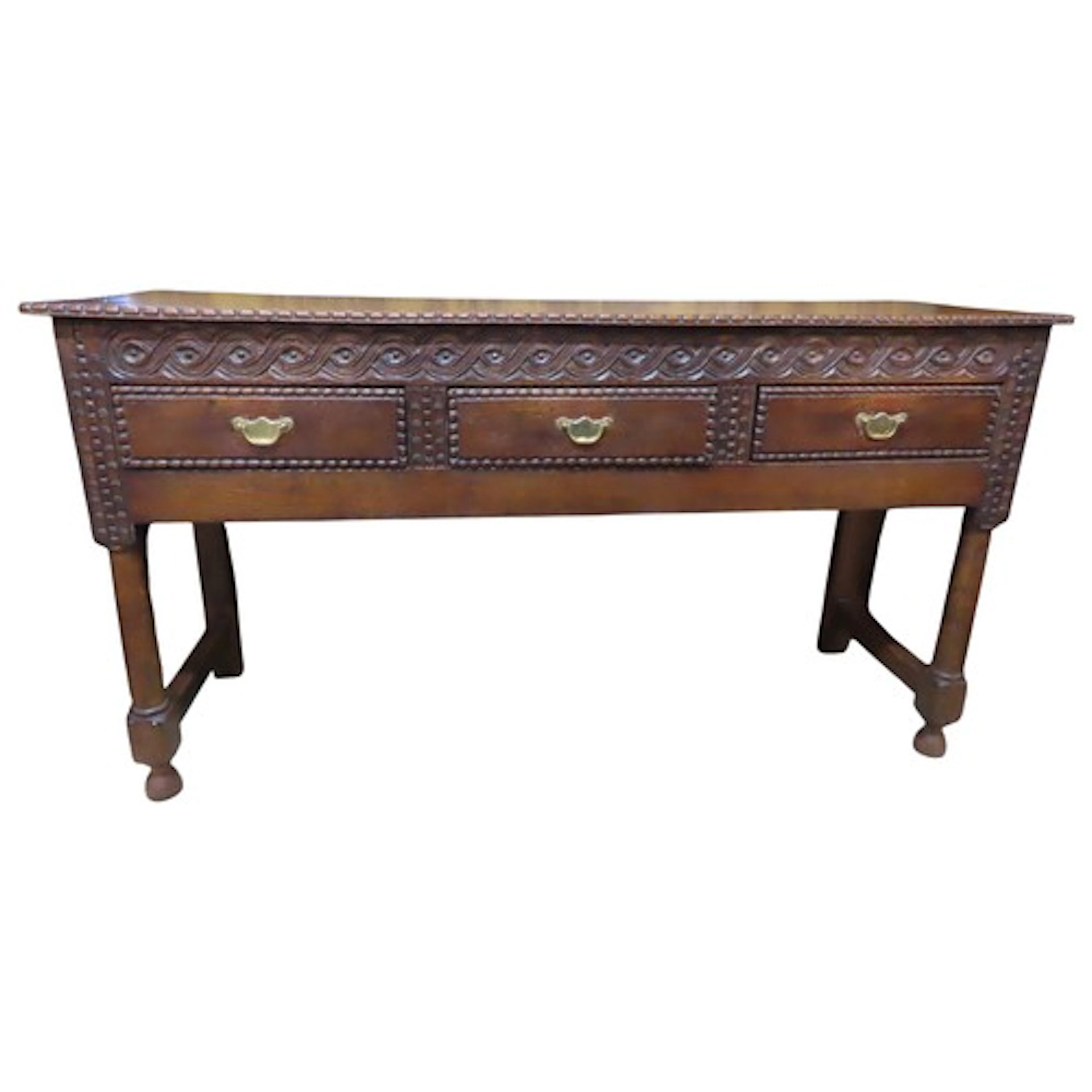 A good quality antique old English style oak dresser base fi...