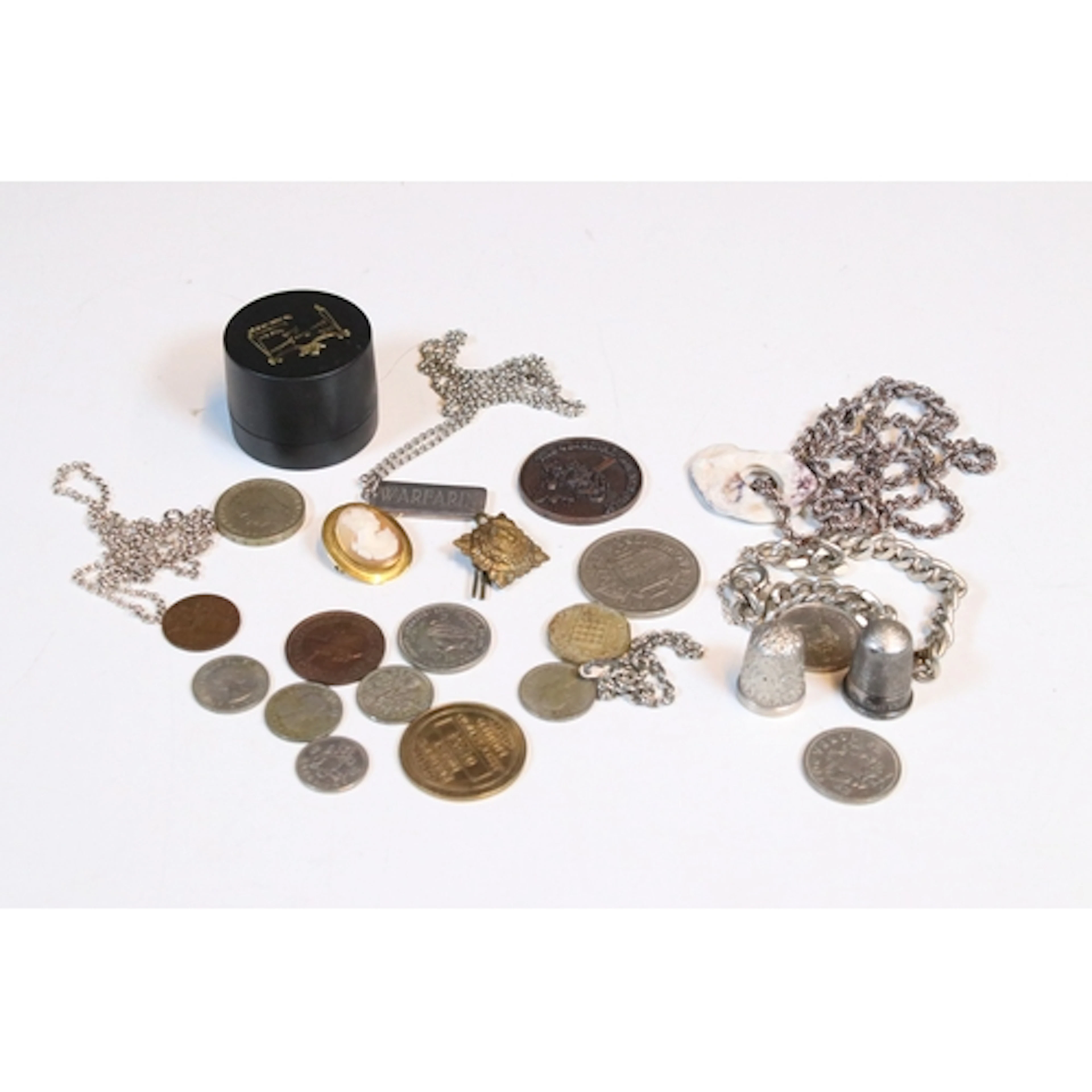 Assortment of metal items to include a sterling silver neckl...