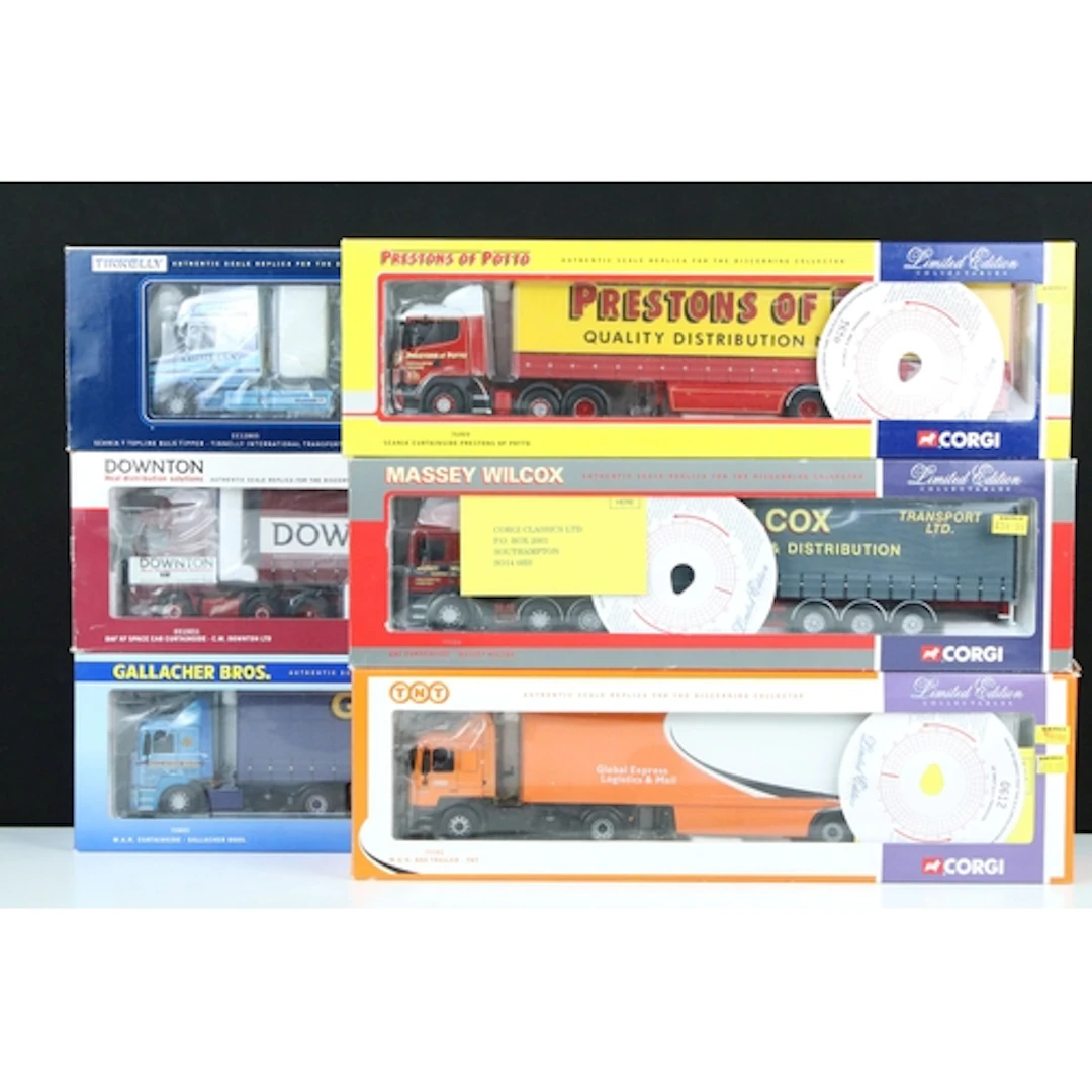 Six boxed 1/50 Corgi ltd edn diecast haulage models to inclu...