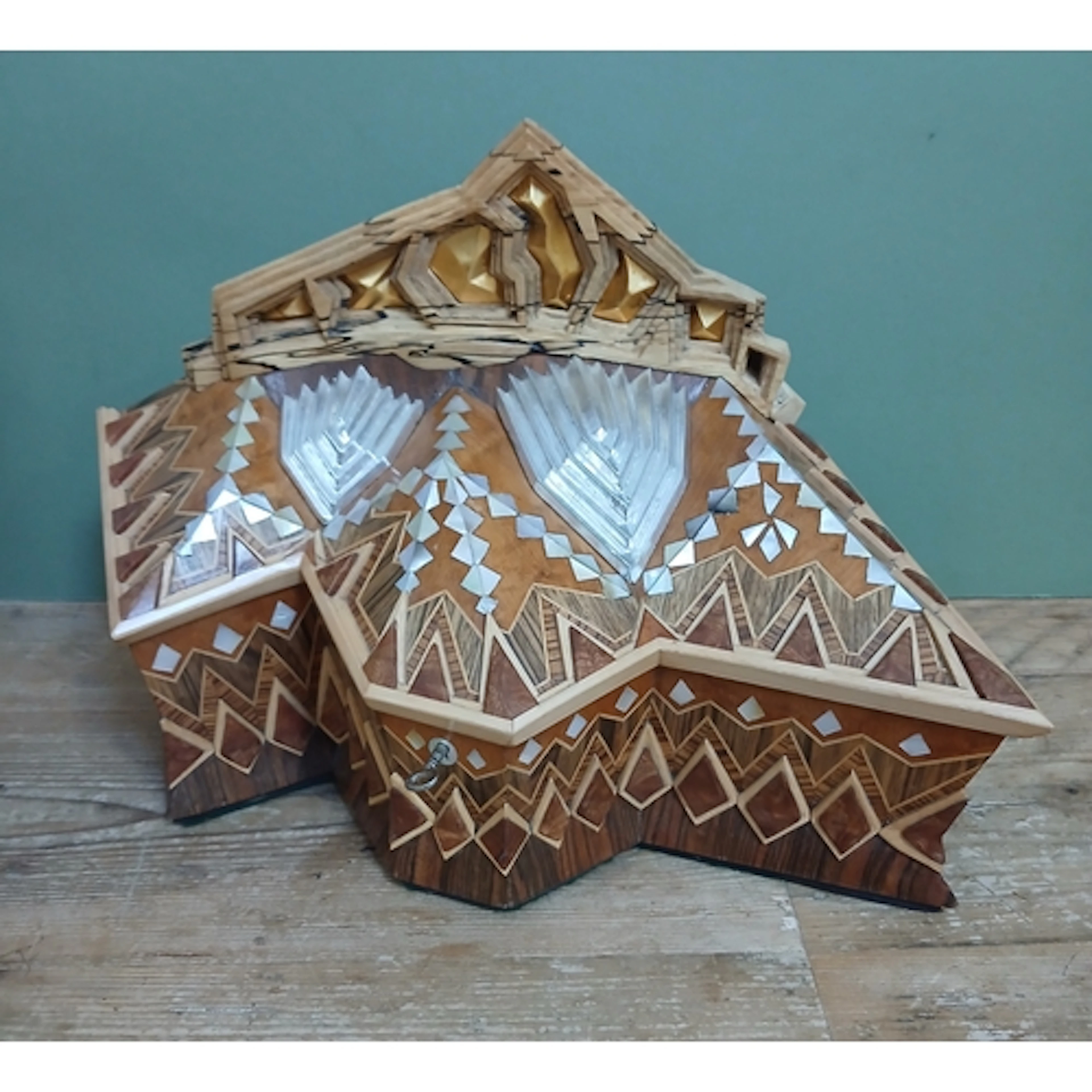John Southworth Prescott (b1938), jewellery casket, marquetr...