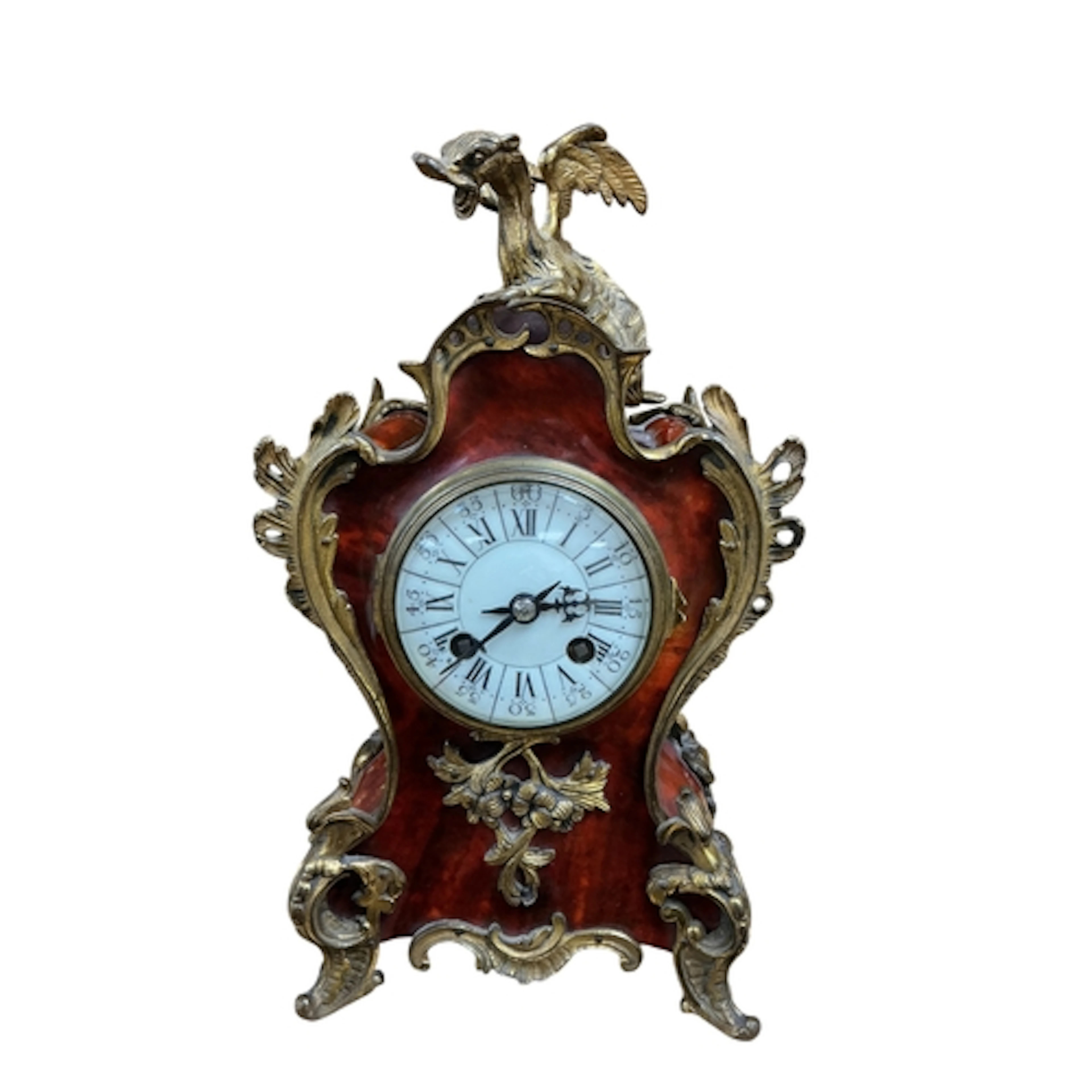 A Louis XV style gilt metal mounted faux tortoiseshell mante...