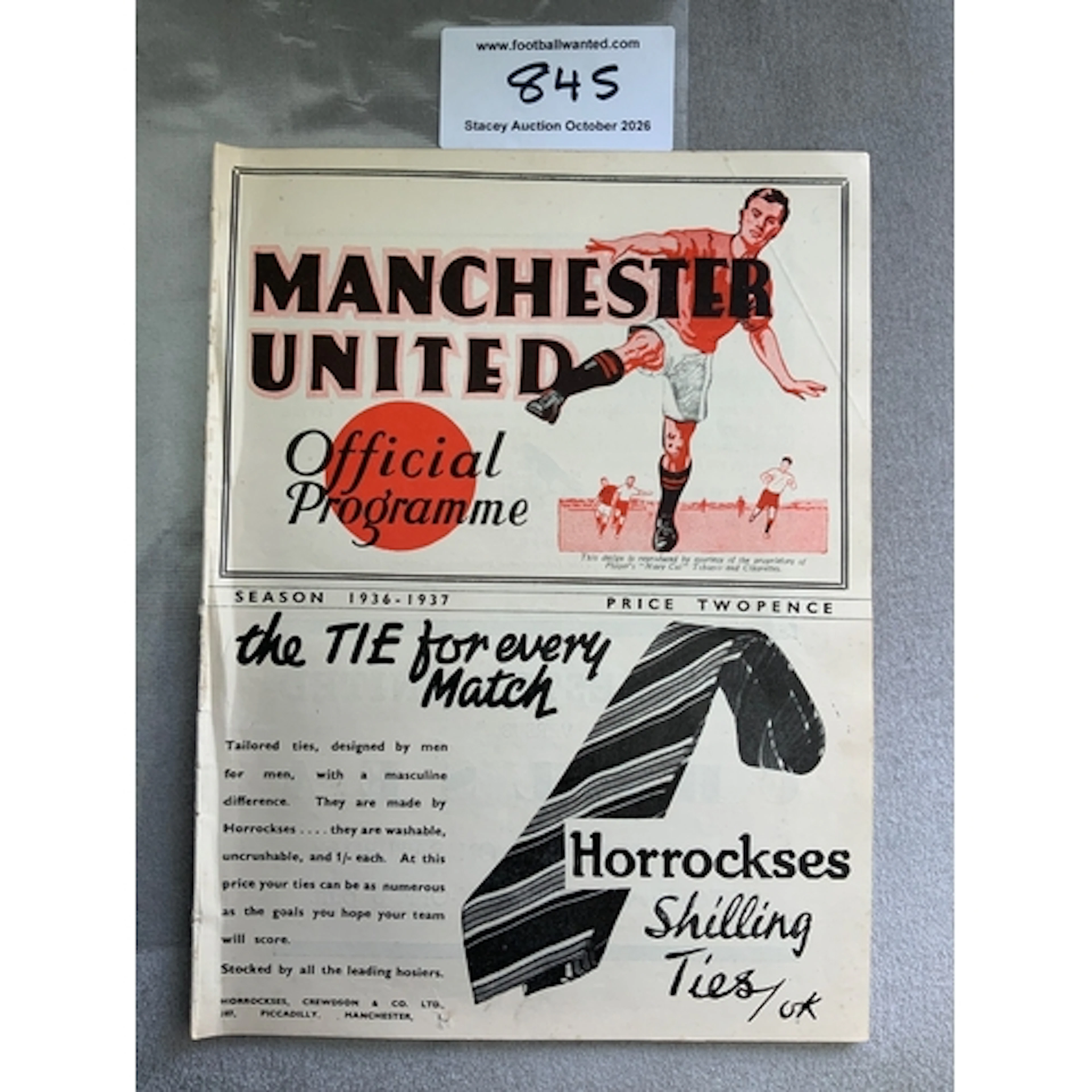 1936 - 1937 Manchester United v Arsenal Football Programme: ...