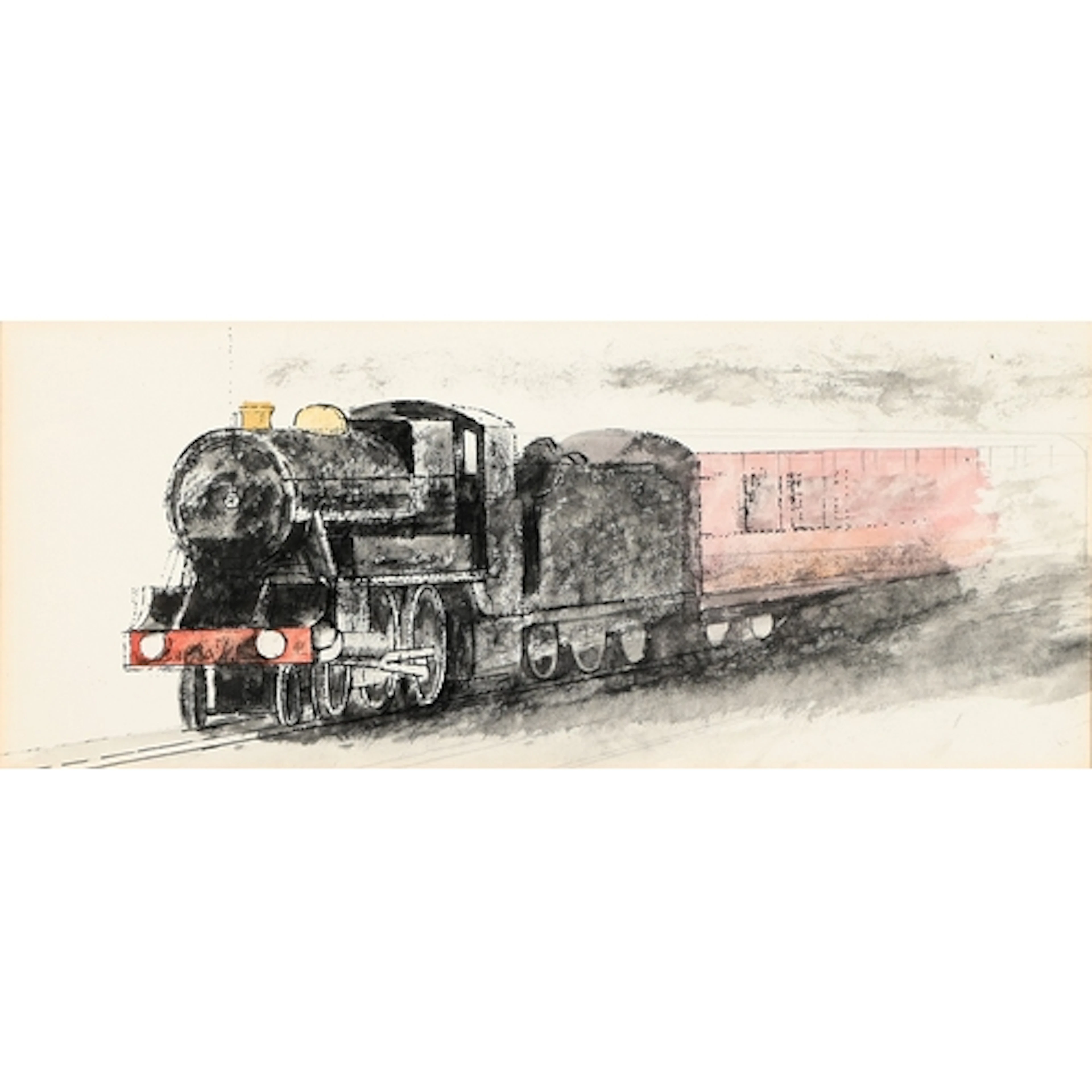 Reginald Brill (1902-1974) - Train, pen, ink and watercolour...