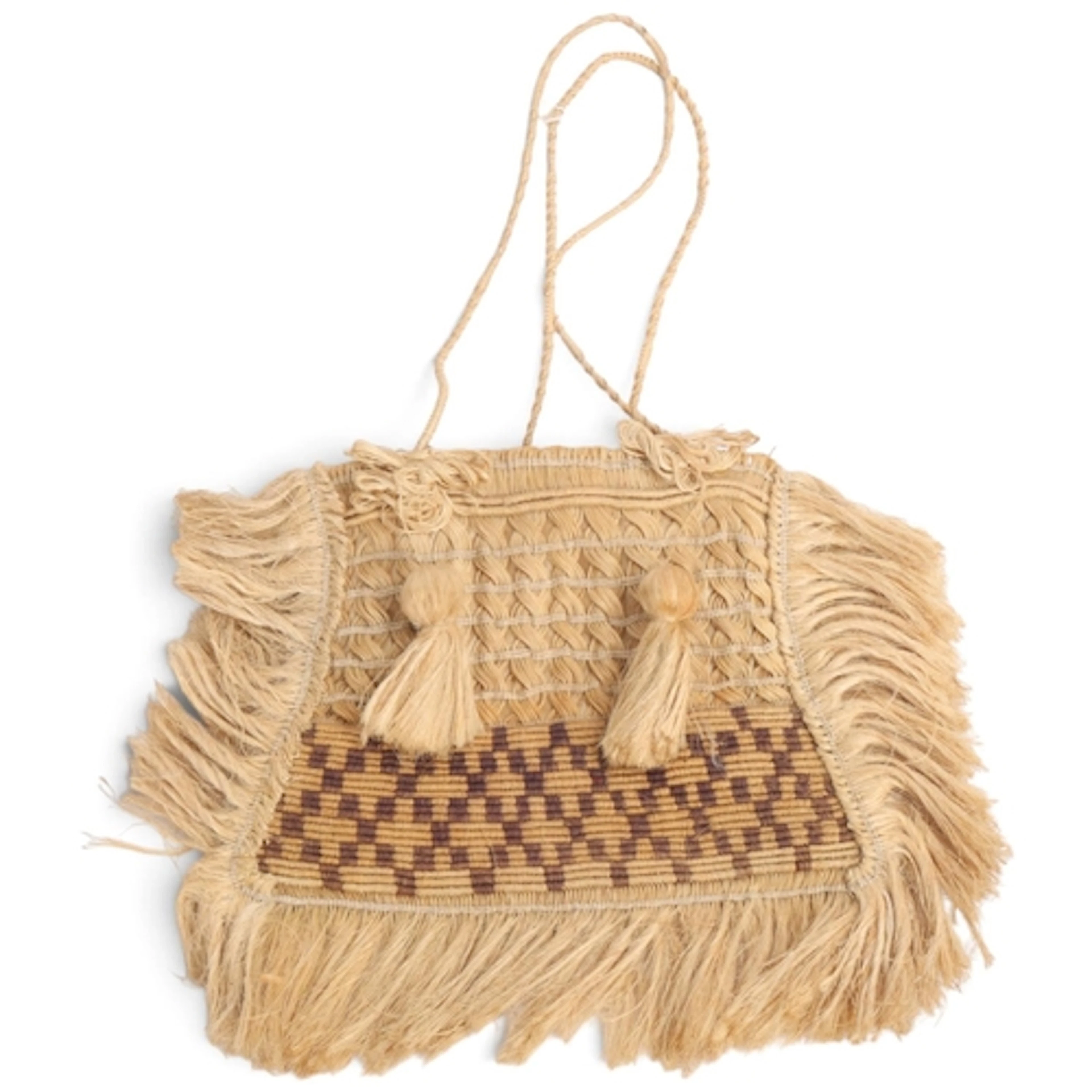 A Maori Kete Muka woven flax bag, New Zealand, width includi...