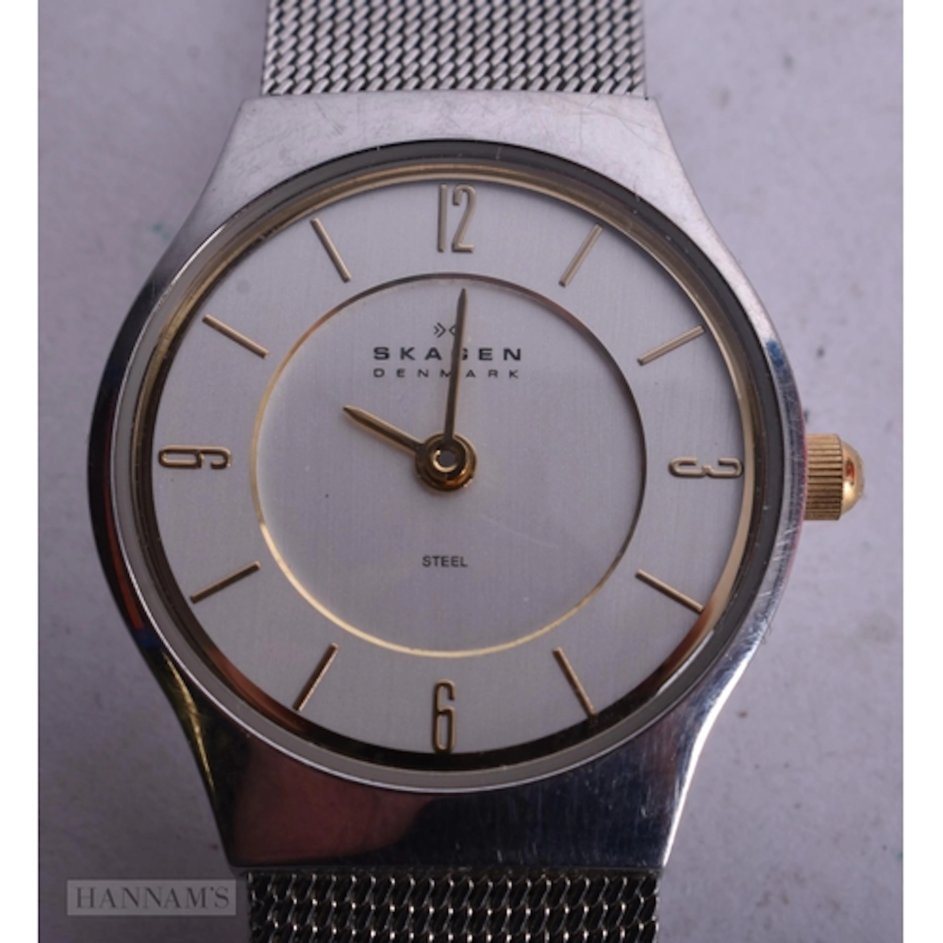 A DANISH SKAGEN WRIST WATCH. Running. 2.5 cm wide.