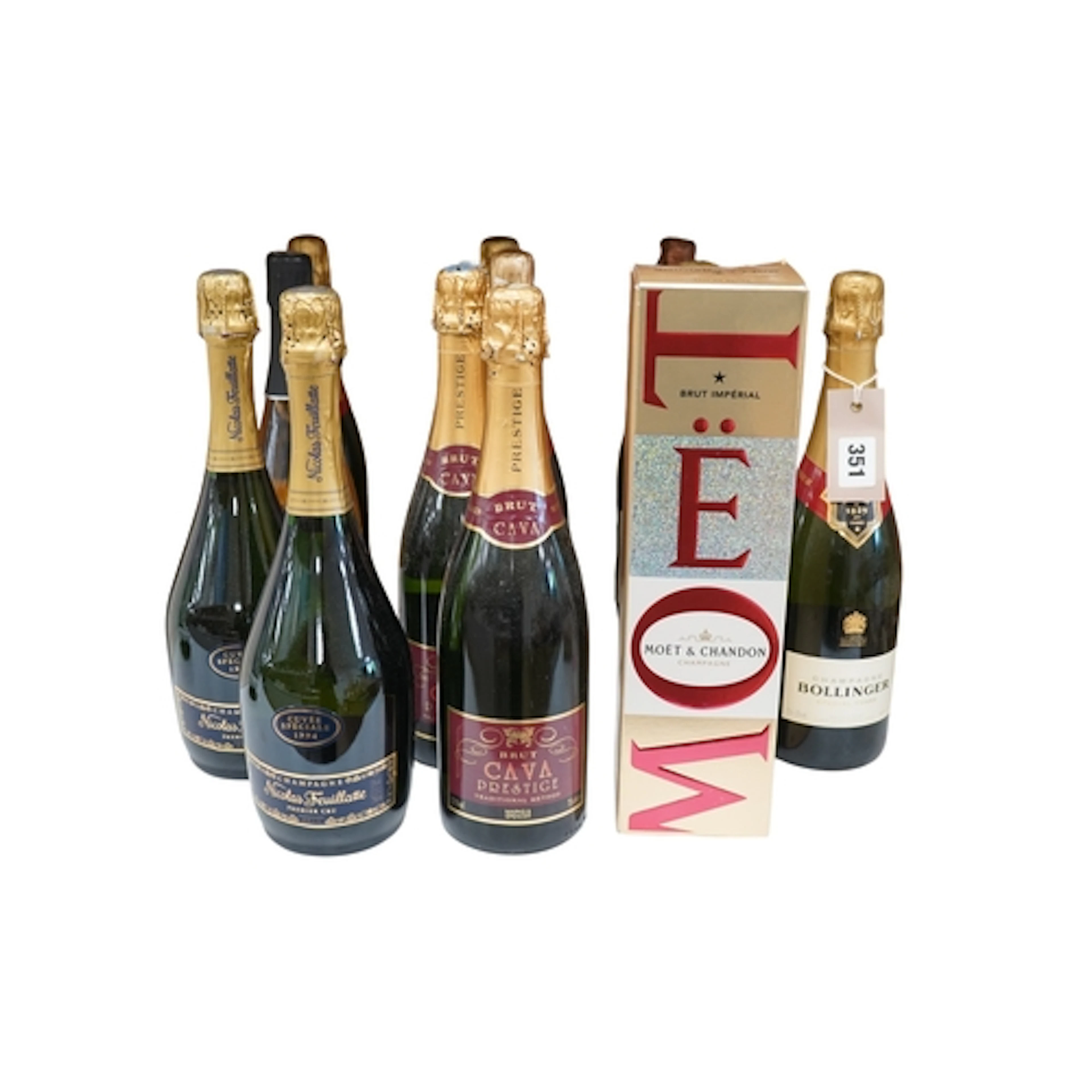 Twelve bottles of assorted Champagne, Cava and sparkling win...