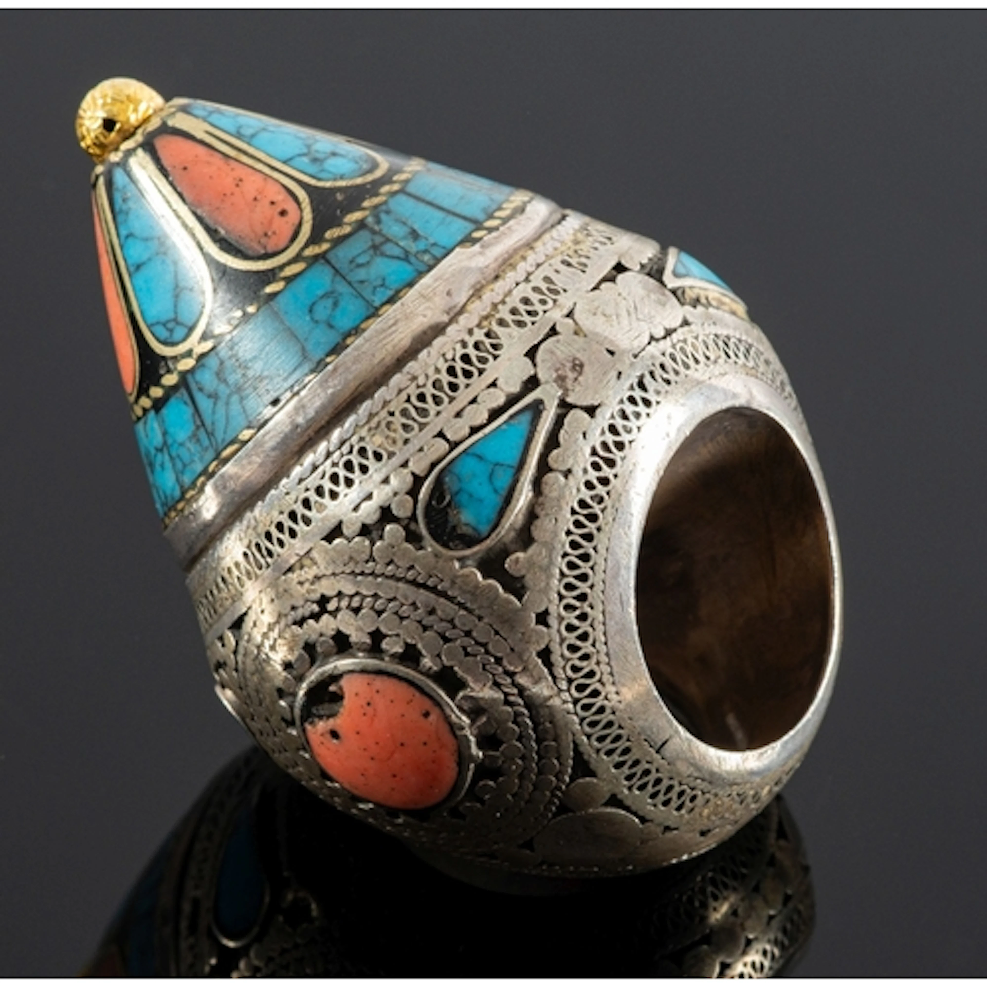 A vintage Middle Eastern statement 'Kuchi' ring, possibly fr...
