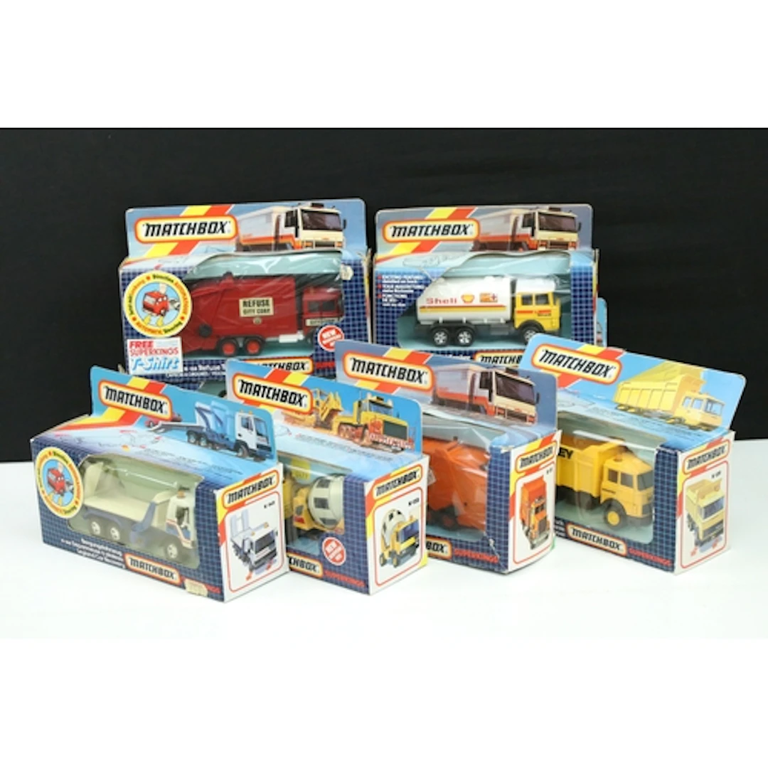 Eight boxed Matchbox Superkings commercial diecast models to...