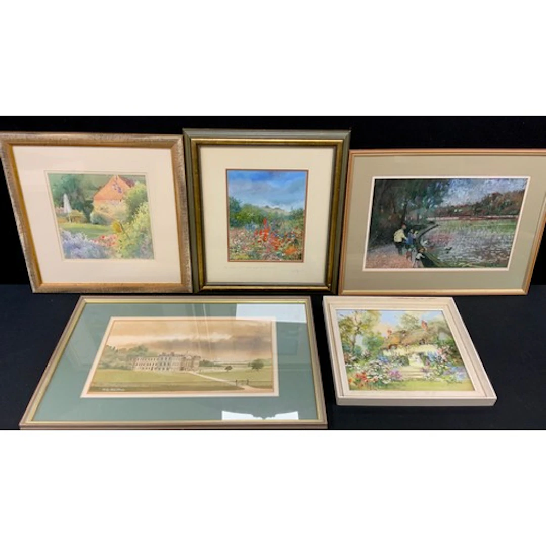 A group of watercolour and oil paintings - Loes Agoust (b. ...