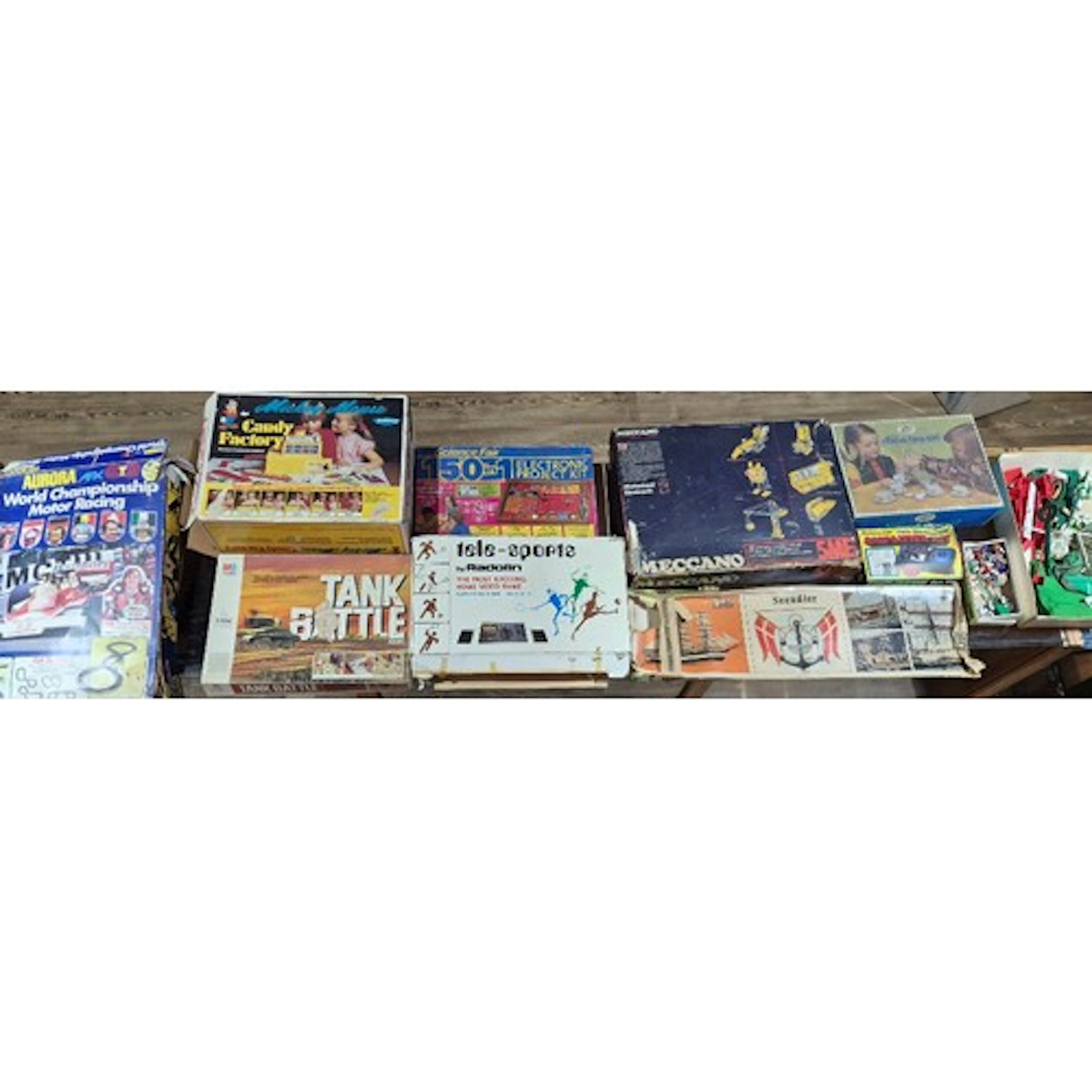 A collection of assorted vintage toys, games, models to incl...