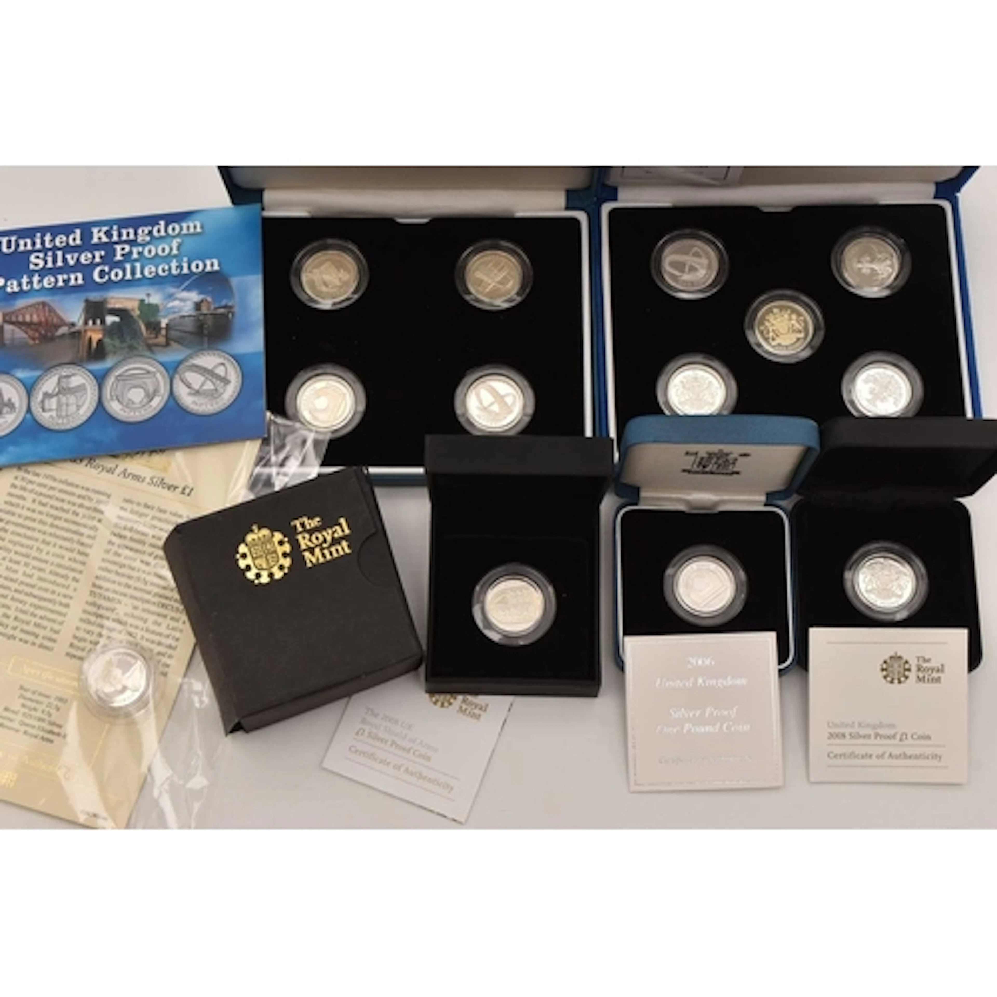 silver. A cased set of UK Silver Proof pattern collection £1...