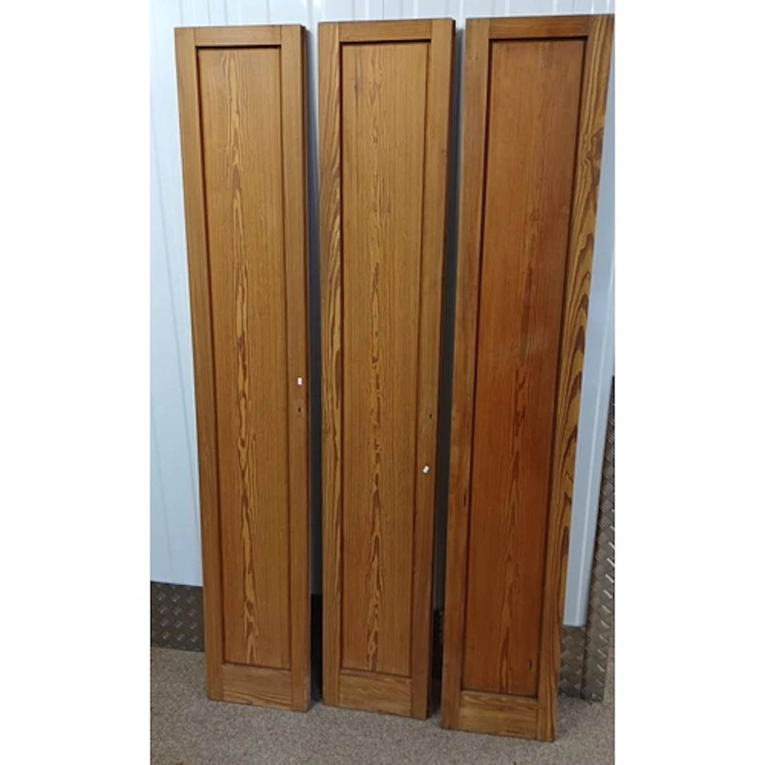 SET OF 3 PITCH PINE DOORS, 216CM TALL X 38CM WIDE