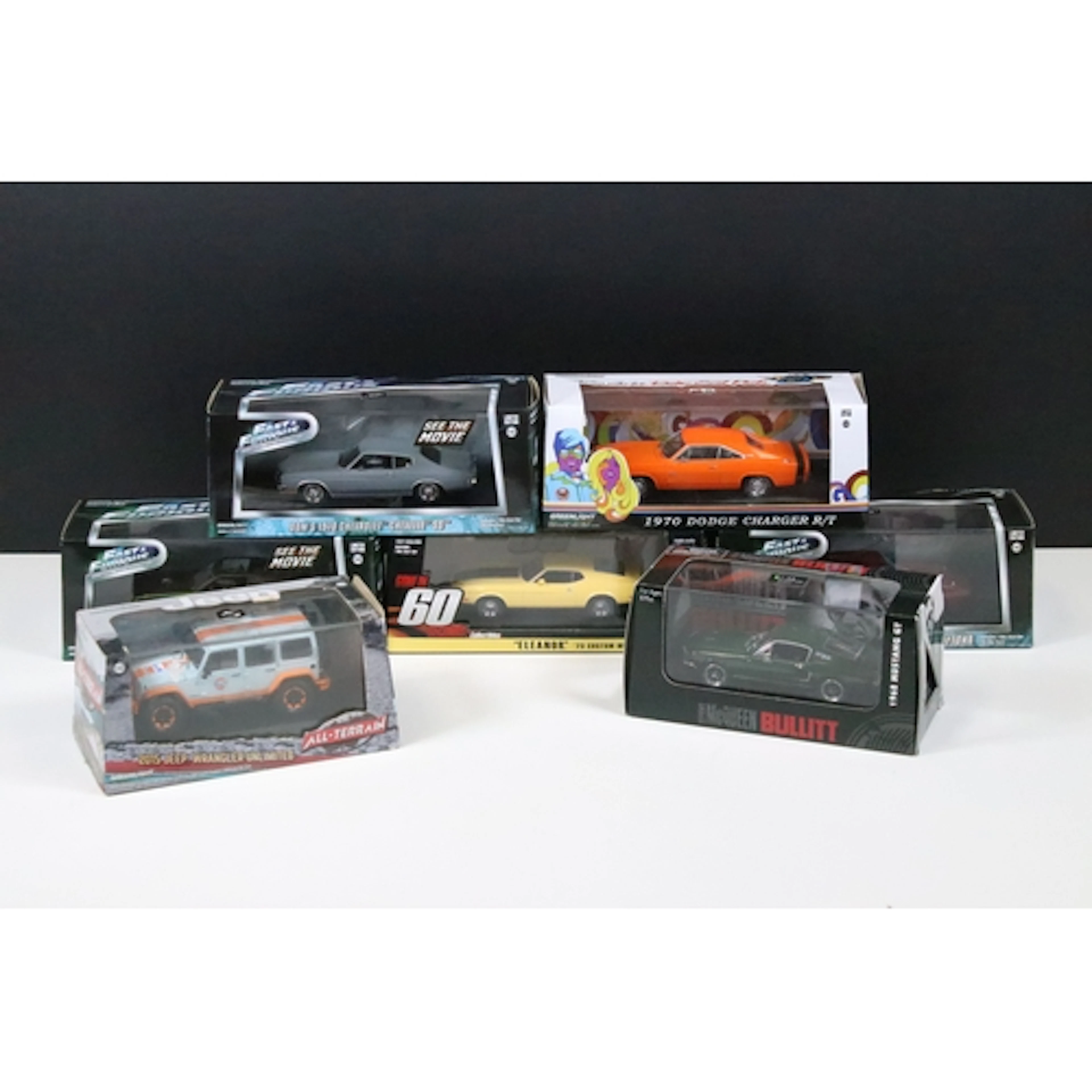 Seven boxed / cased Greenlight Hollywood diecast models to i...