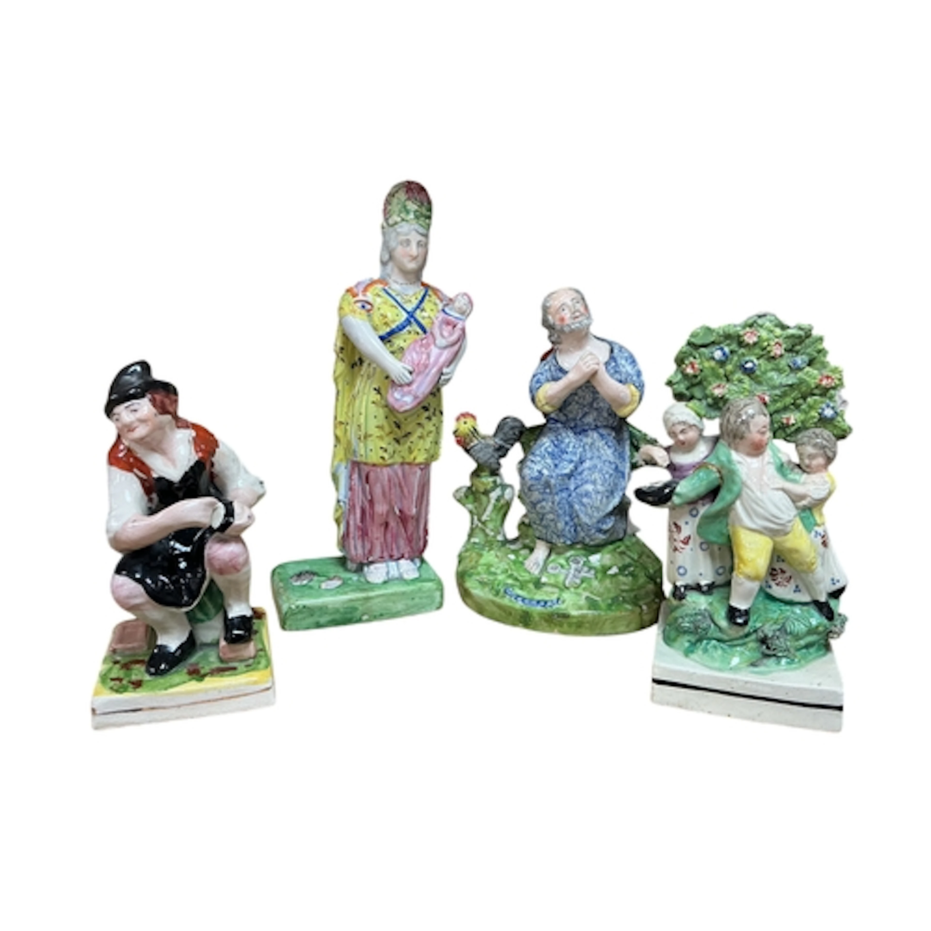 Four early 19th century Staffordshire figures, including Sai...